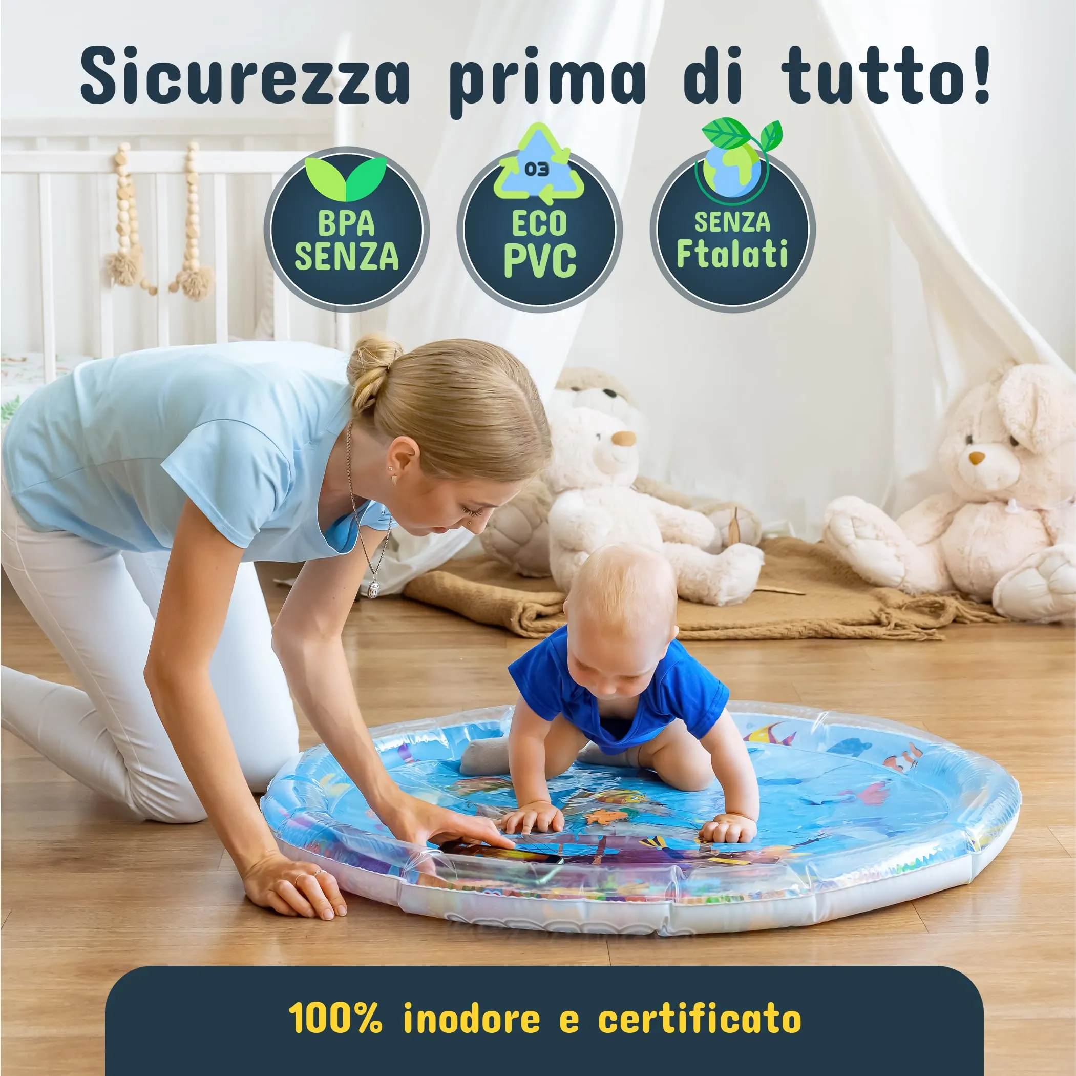 NouBaby Tappetino e Cuscino Tummy Time ad Acqua XXL per Neonati 0-6 Mesi - immagine 5