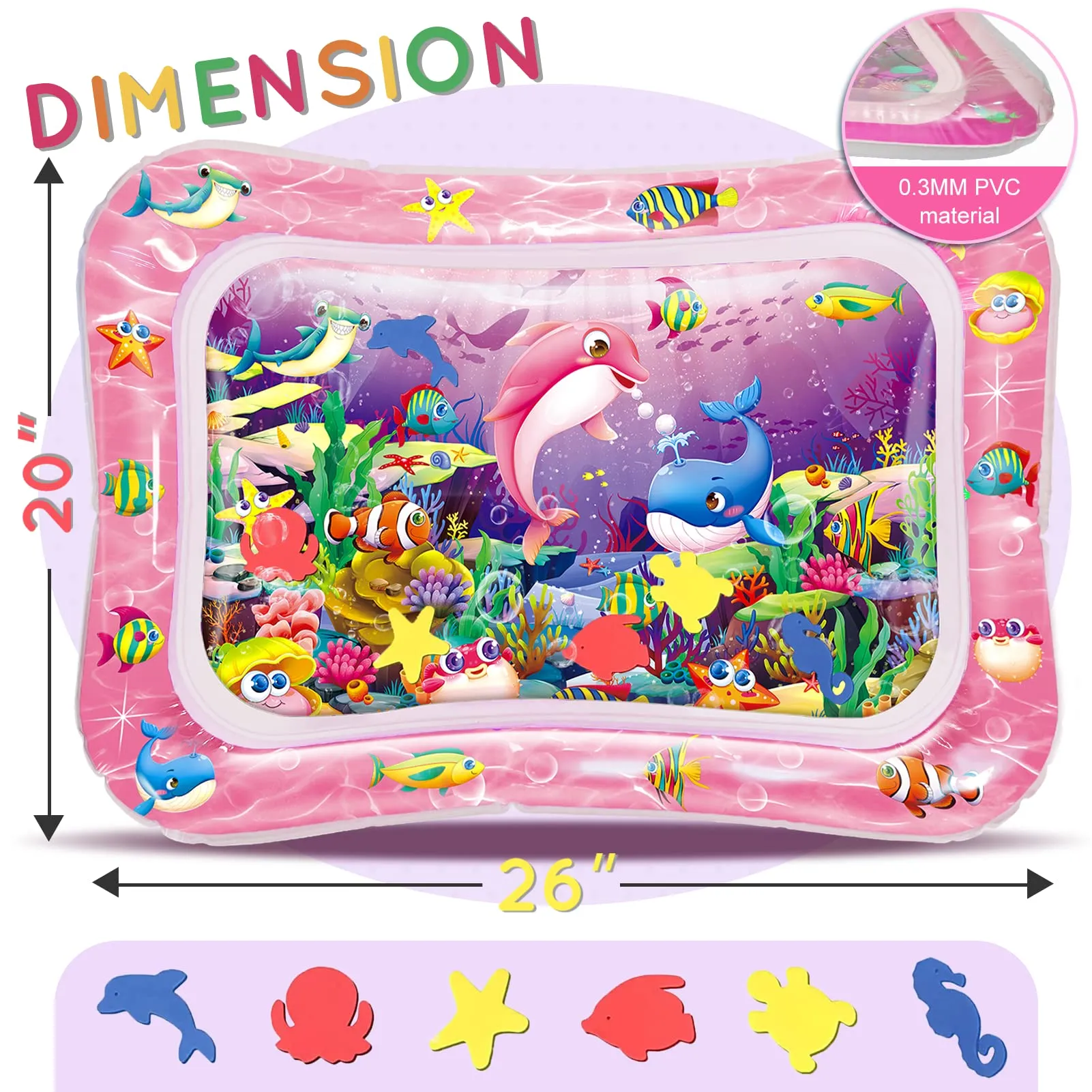 Infinno Tappetino d'Acqua per Bambini 3-9 Mesi, 66 x 50 cm, Rosso - immagine 2