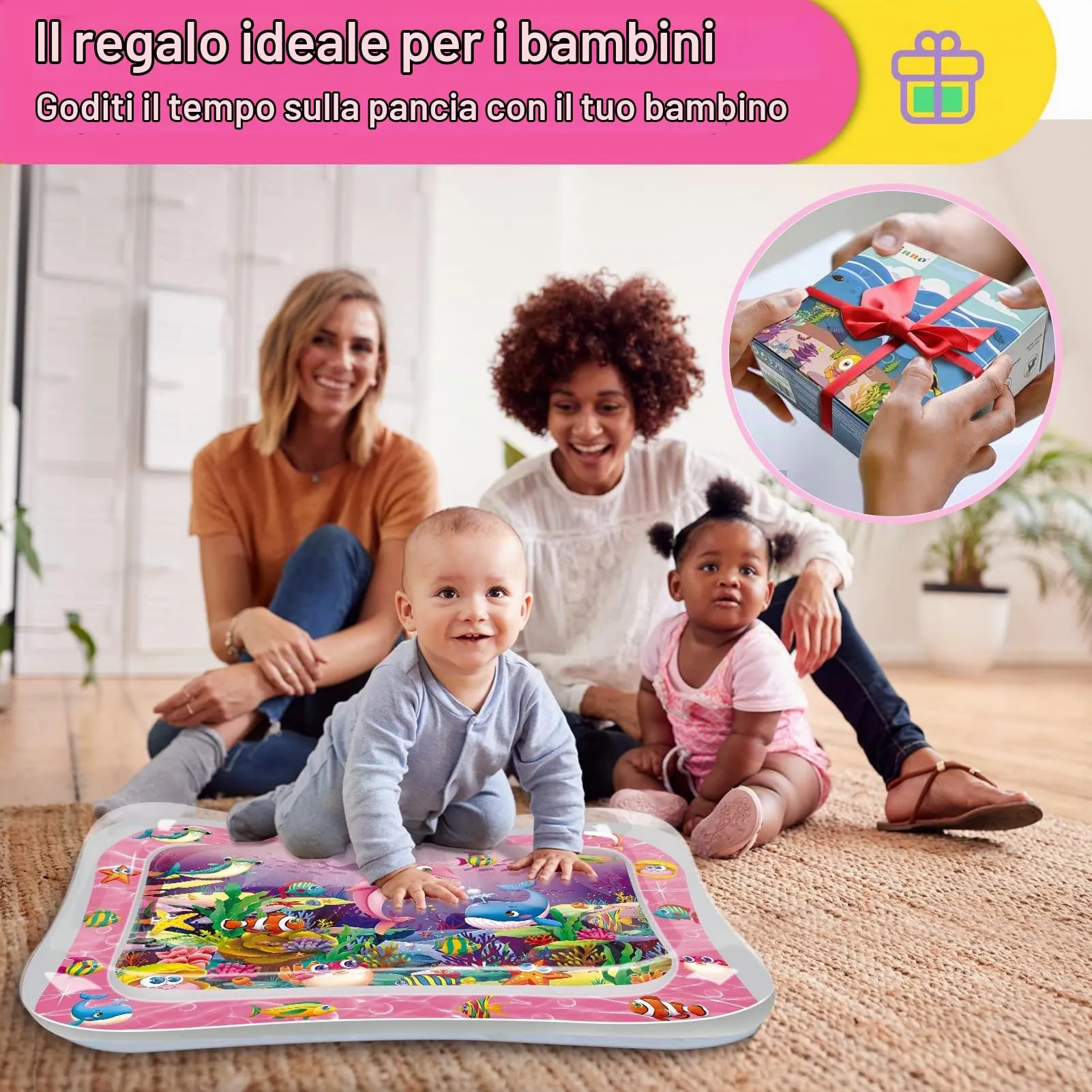 Infinno Tappetino d'Acqua per Bambini 3-9 Mesi, 66 x 50 cm, Rosso - immagine 6