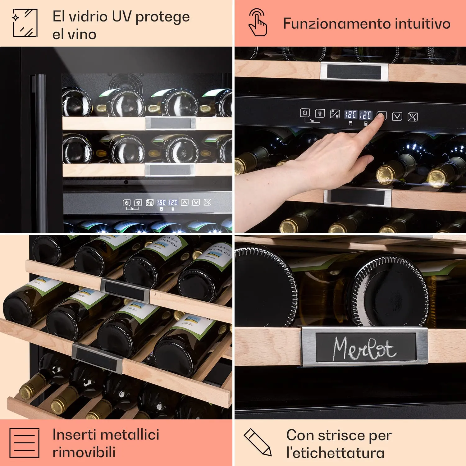 Klarstein Cantinetta Vino Design a Zona Doppia, 85L, 36 Bottiglie - immagine 4