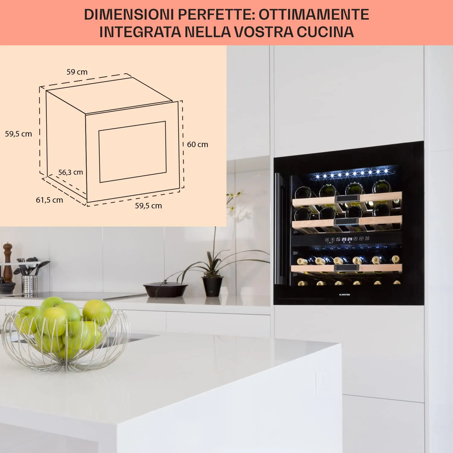 Klarstein Cantinetta Vino Design a Zona Doppia, 85L, 36 Bottiglie - immagine 5