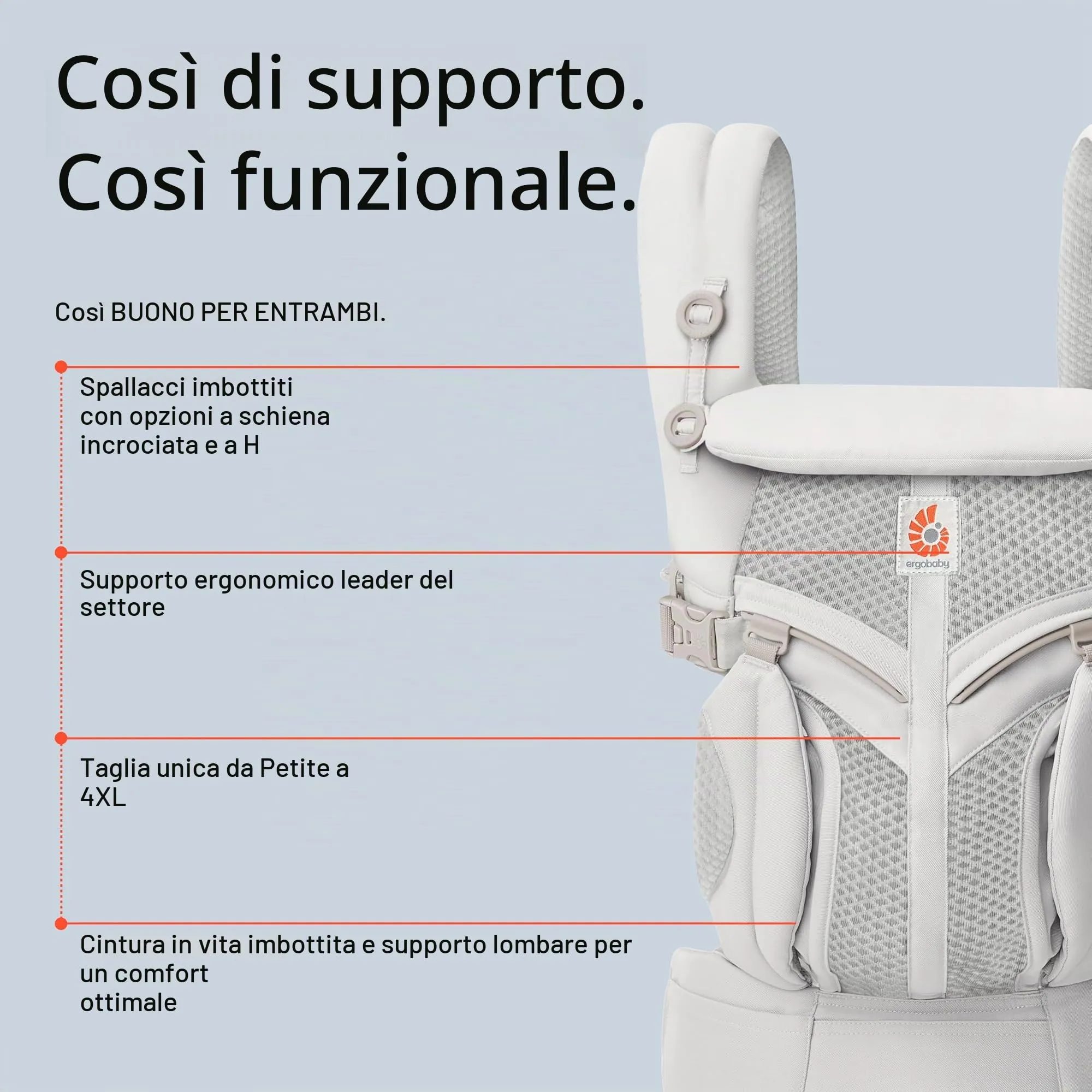 Ergobaby Omni 360 Cool Air Mesh Marsupio Ergonomico 0-36 Mesi, 4-in-1, Pearl Grey - immagine 4