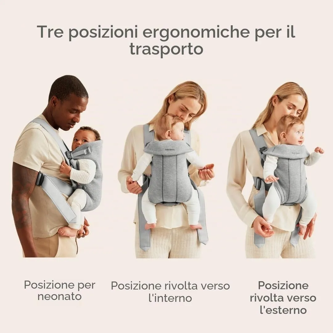 BabyBjörn Marsupio Mini, 3D Jersey, Grigio Chiaro - immagine 3
