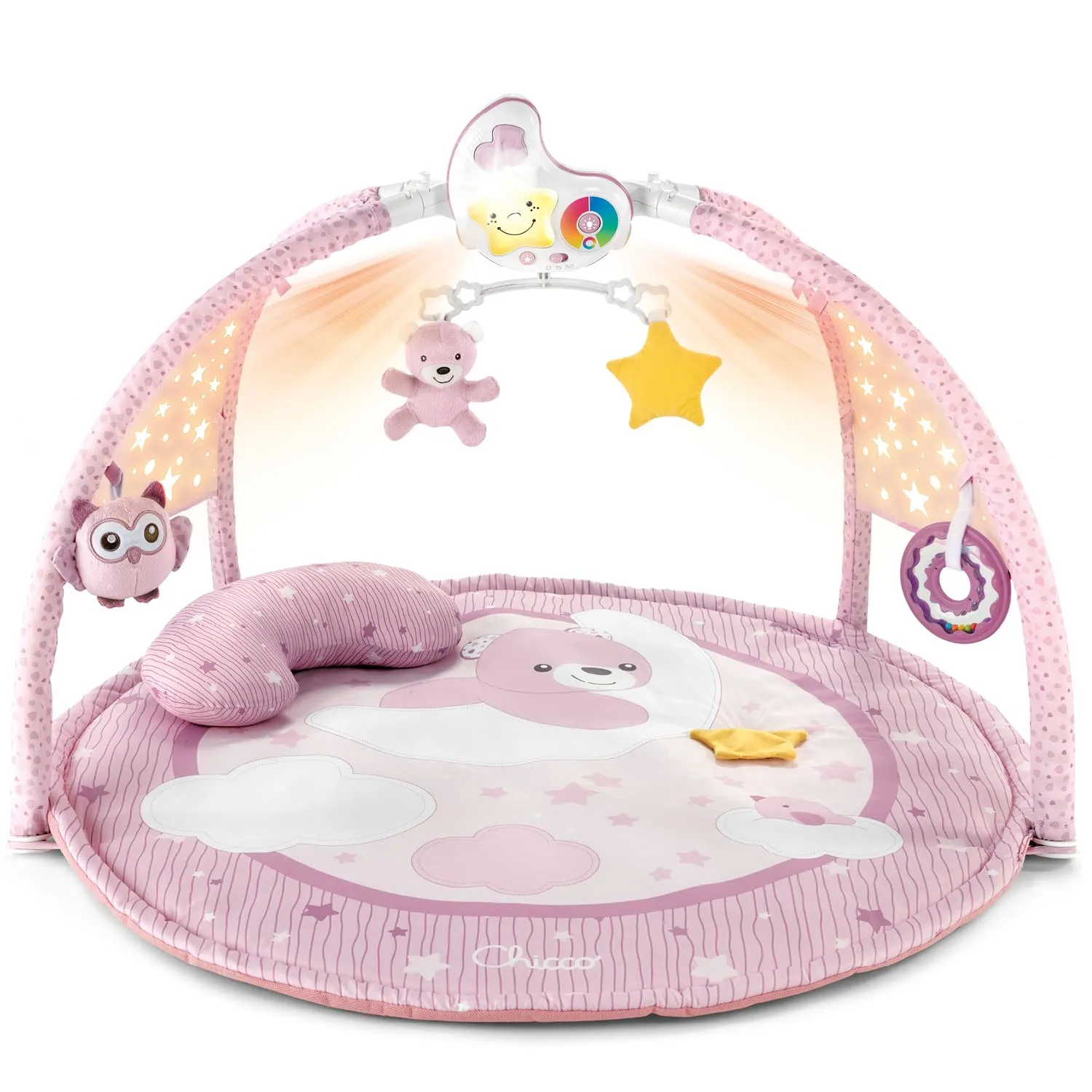 Chicco Palestrina dei Colori Rosa 3in1 Multifunzione Elettronica con Tappeto, Proiettore Stelle e Luce Notturna - immagine 1