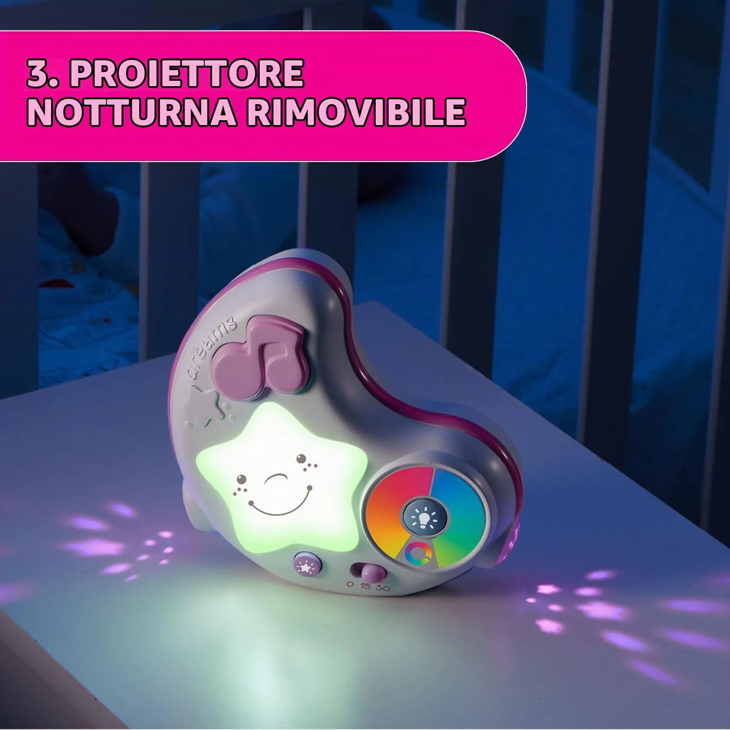 Chicco Palestrina dei Colori Rosa 3in1 Multifunzione Elettronica con Tappeto, Proiettore Stelle e Luce Notturna - immagine 6