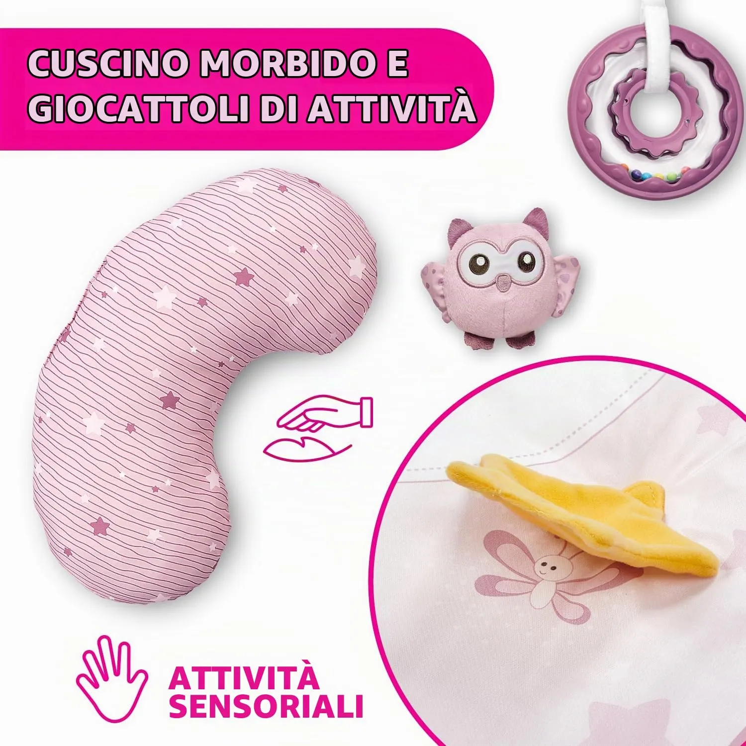 Chicco Palestrina dei Colori Rosa 3in1 Multifunzione Elettronica con Tappeto, Proiettore Stelle e Luce Notturna - immagine 9