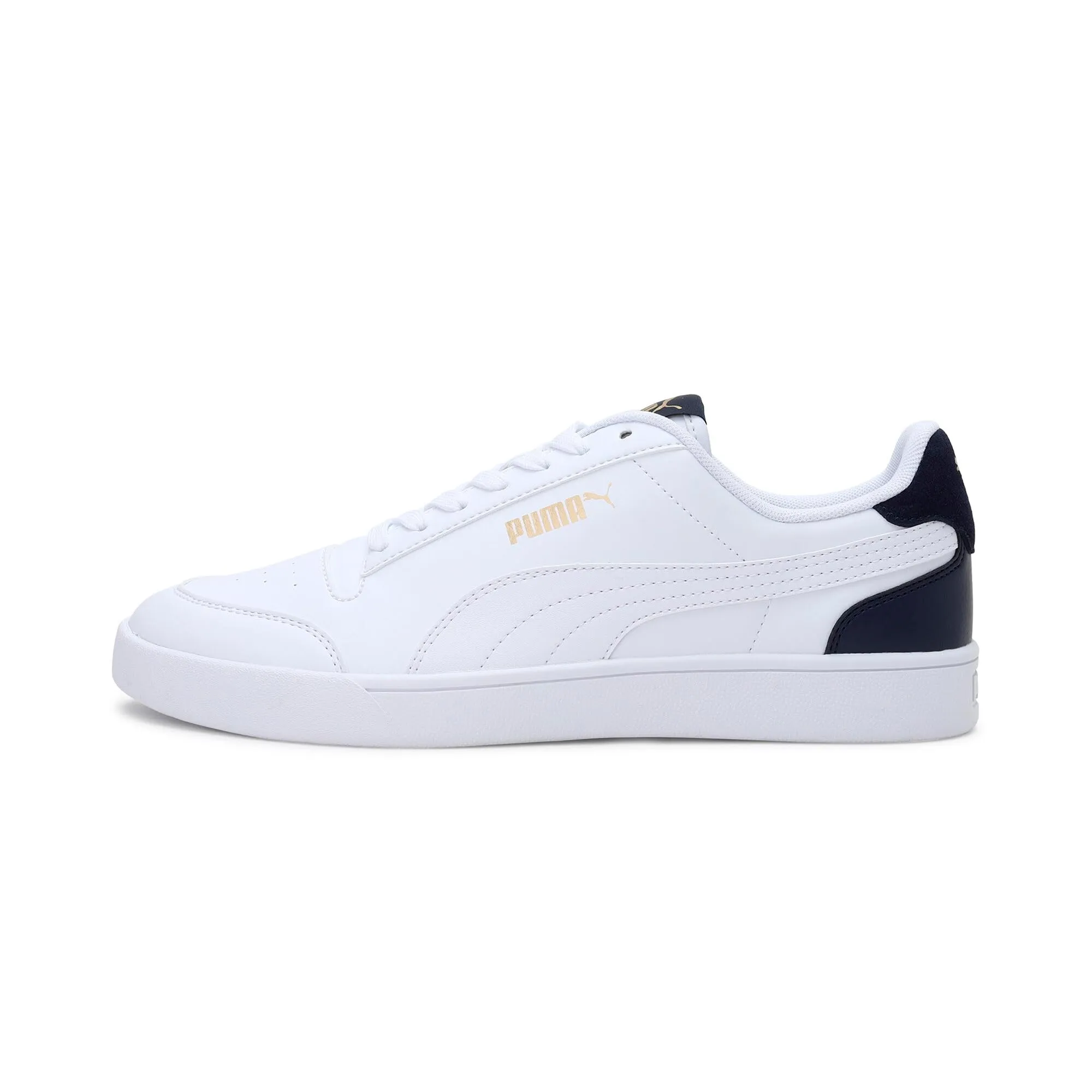 PUMA Shuffle Unisex Adult Sneaker - White/White/Peacoat/Team Gold, 45 EU - immagine 1