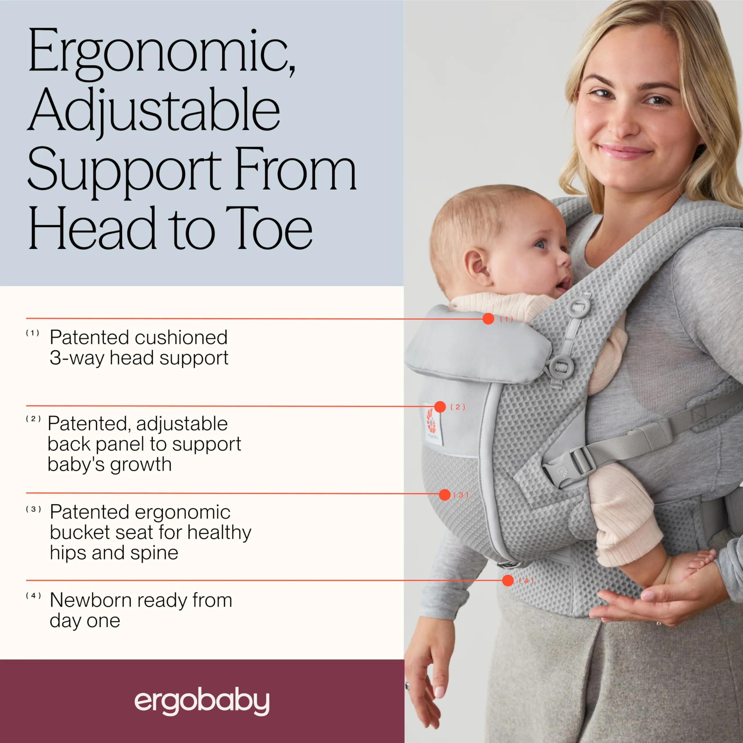 Ergobaby Adapt Marsupio per neonati e bambini 0-48 mesi - immagine 2