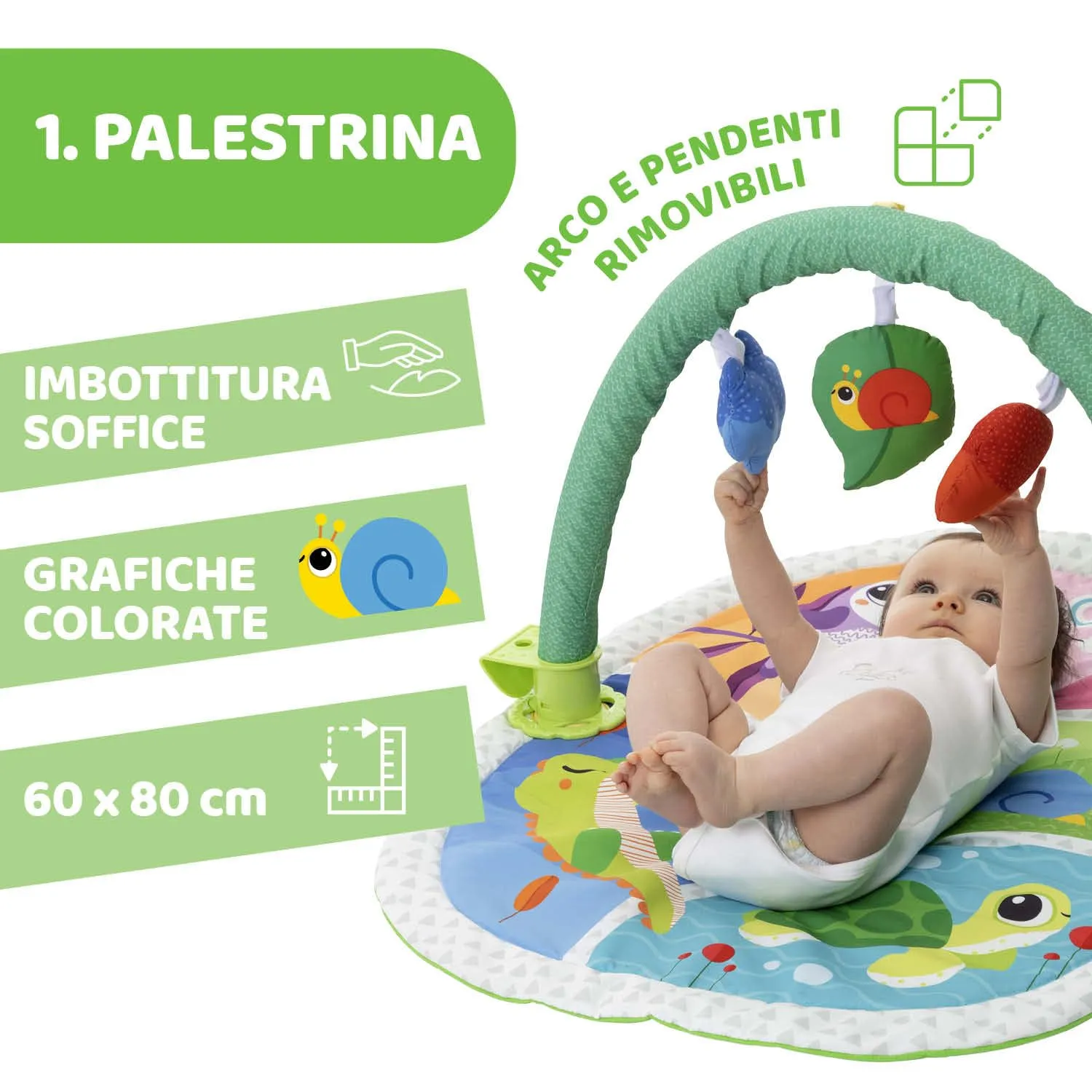 Chicco Palestrina Attività 3 in 1 Compatibile Next2Me, Palestrina Neonato Multifunzione con Tappeto, Arco Giochi e Pannello Lettino, 0+ Mesi - immagine 3