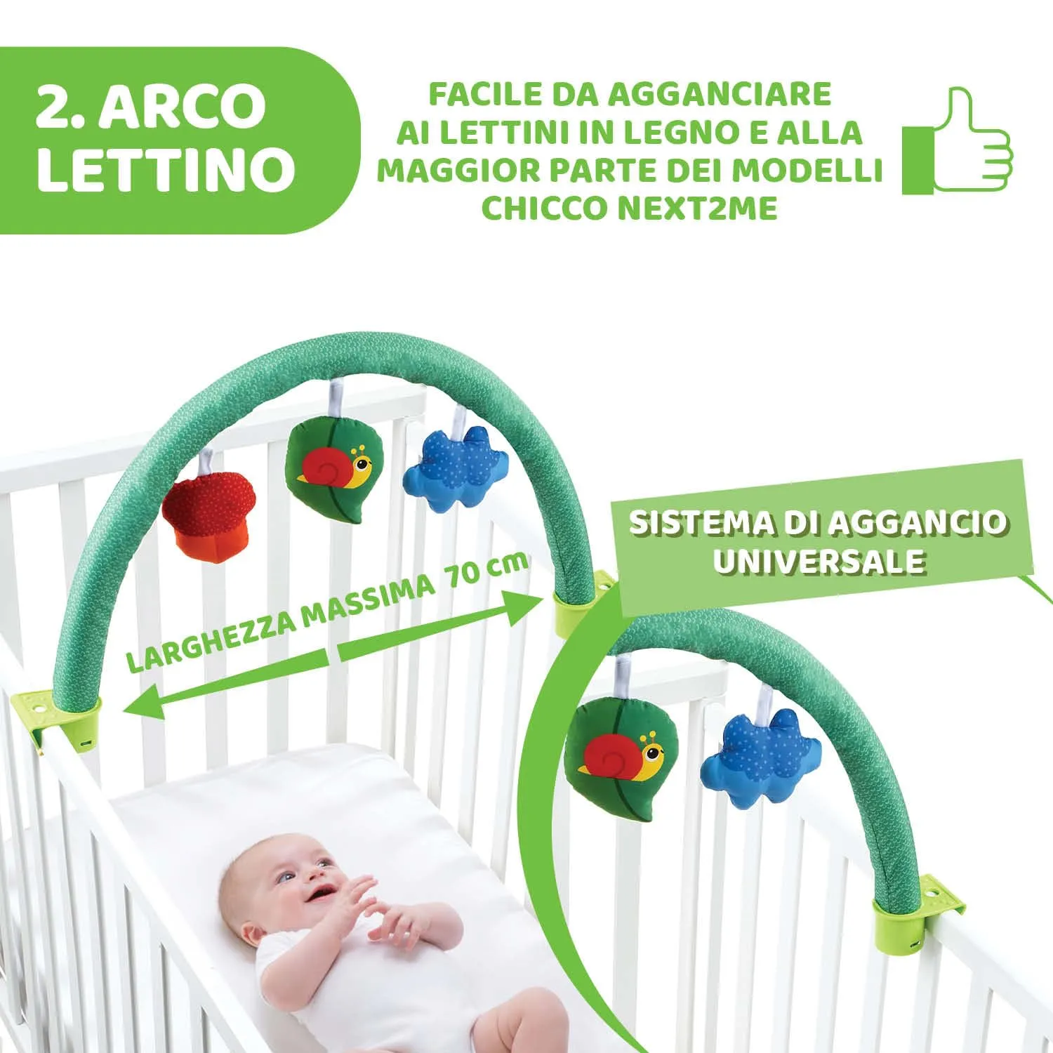 Chicco Palestrina Attività 3 in 1 Compatibile Next2Me, Palestrina Neonato Multifunzione con Tappeto, Arco Giochi e Pannello Lettino, 0+ Mesi - immagine 4