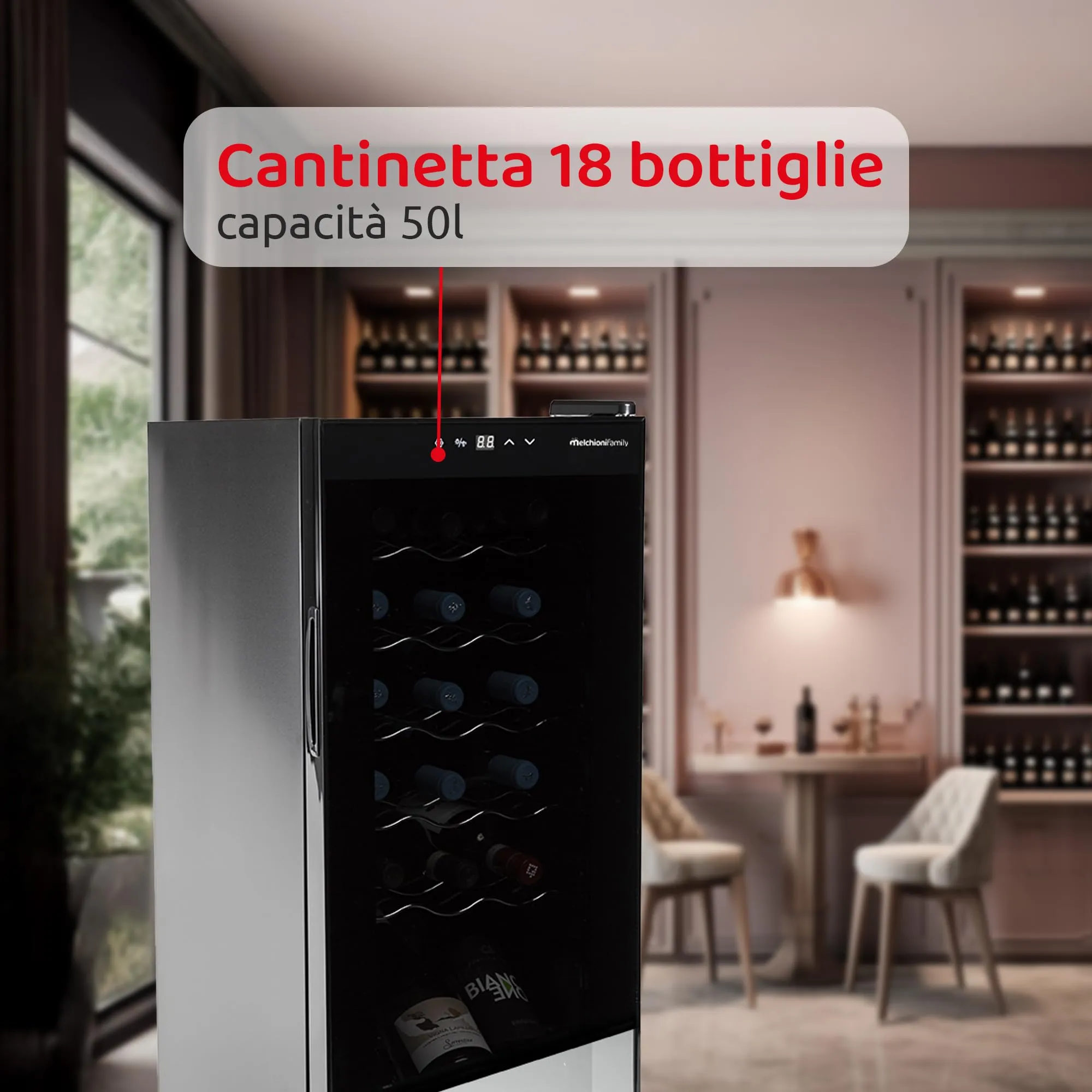 Melchioni Cantina Vino 18 Bottiglie, Nero - immagine 3