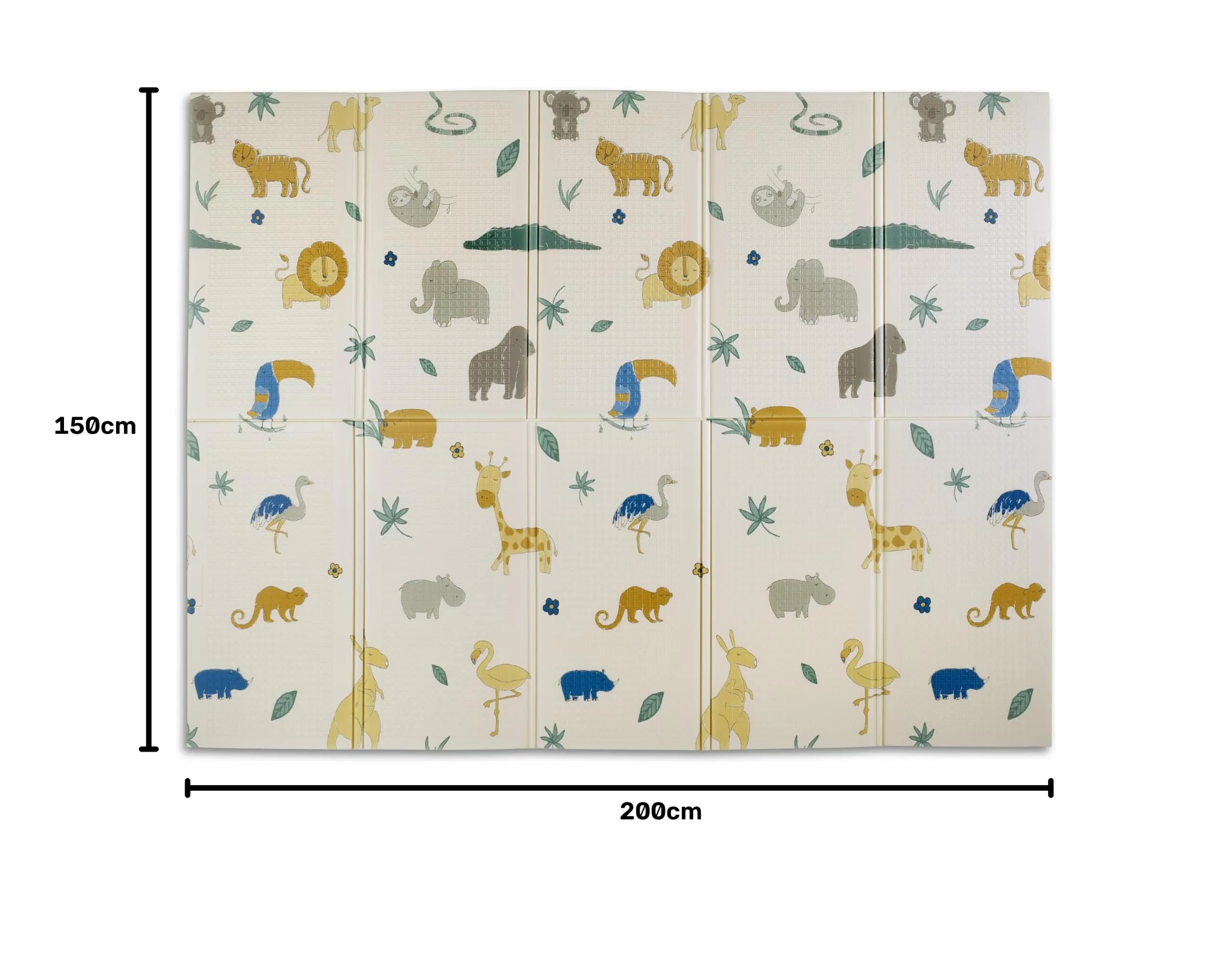 Nuby Tappeto Gioco Bambini XXL Pieghevole Double Face, 150x200cm, Zoo - immagine 2