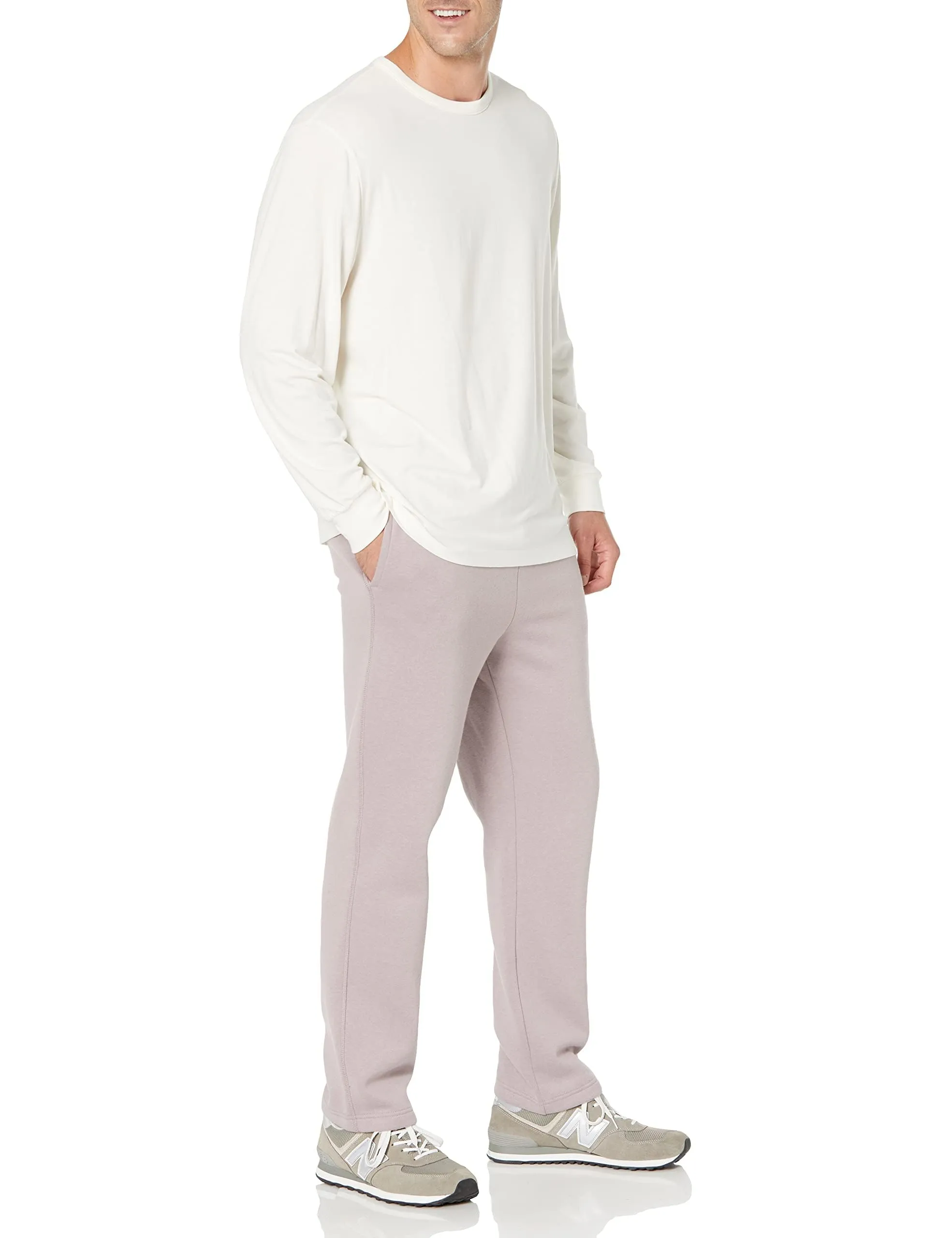 Amazon Essentials Pantaloni Sportivi in Pile con Fondo Aperto Uomo, Lilla Opaco, XL - immagine 8