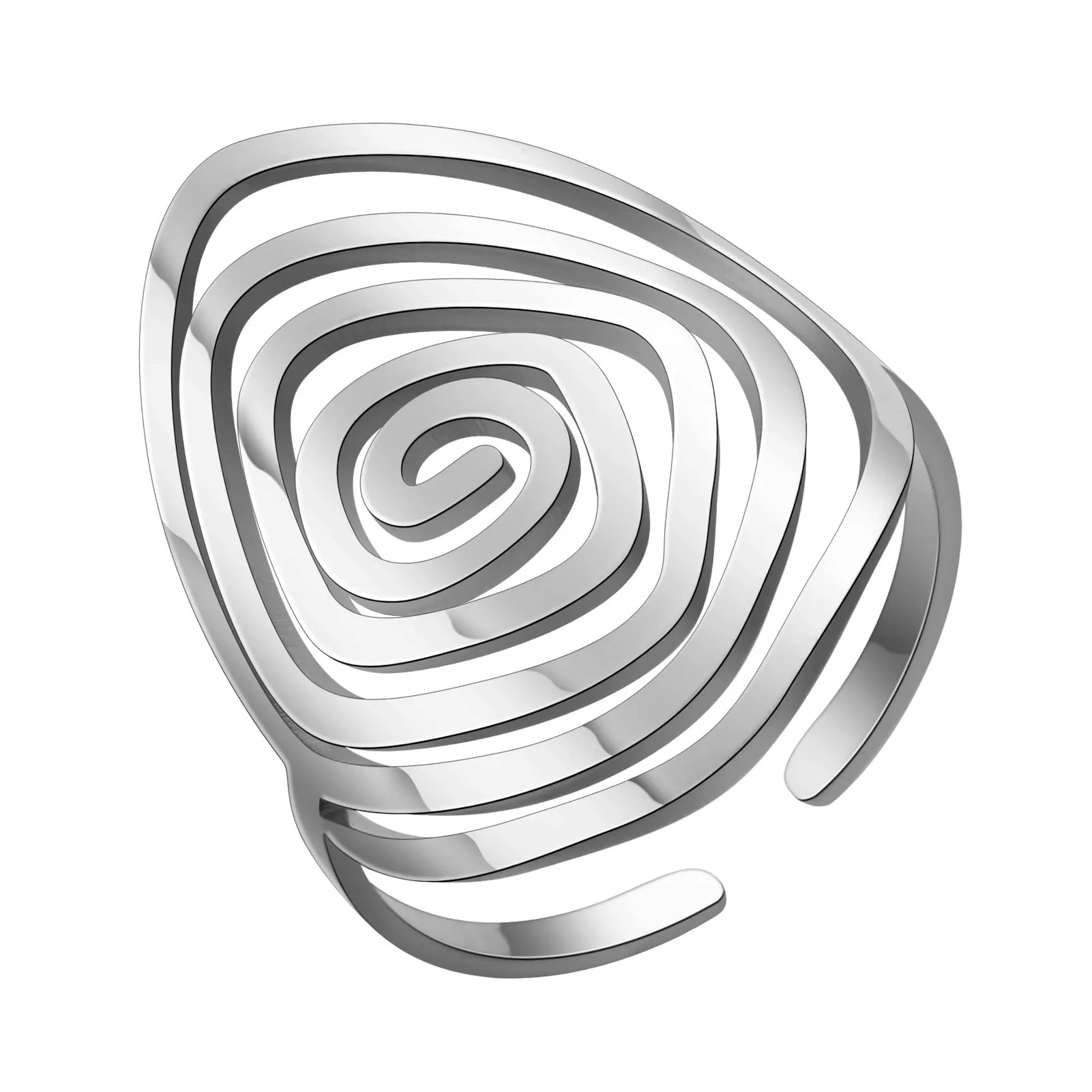 TEAMER Anello Labirinto di Vortici in Acciaio Inox Regolabile, Stile 1 - Argento - immagine 1
