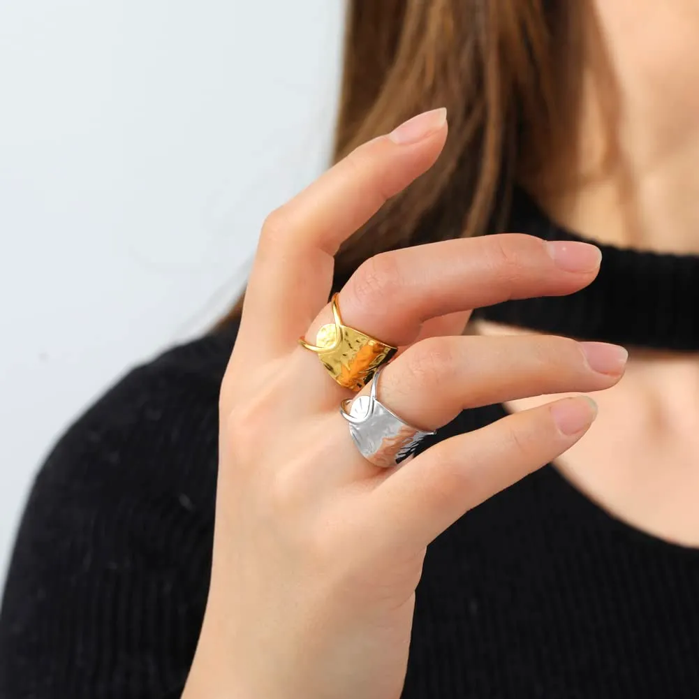 TEAMER Anello Labirinto di Vortici in Acciaio Inox Regolabile, Stile 2 - Argento - immagine 4