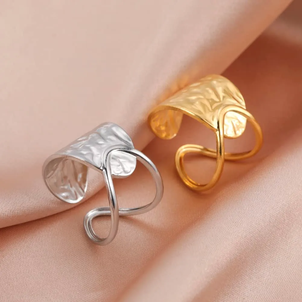 TEAMER Anello Labirinto di Vortici in Acciaio Inox Regolabile, Stile 2 - Argento - immagine 7