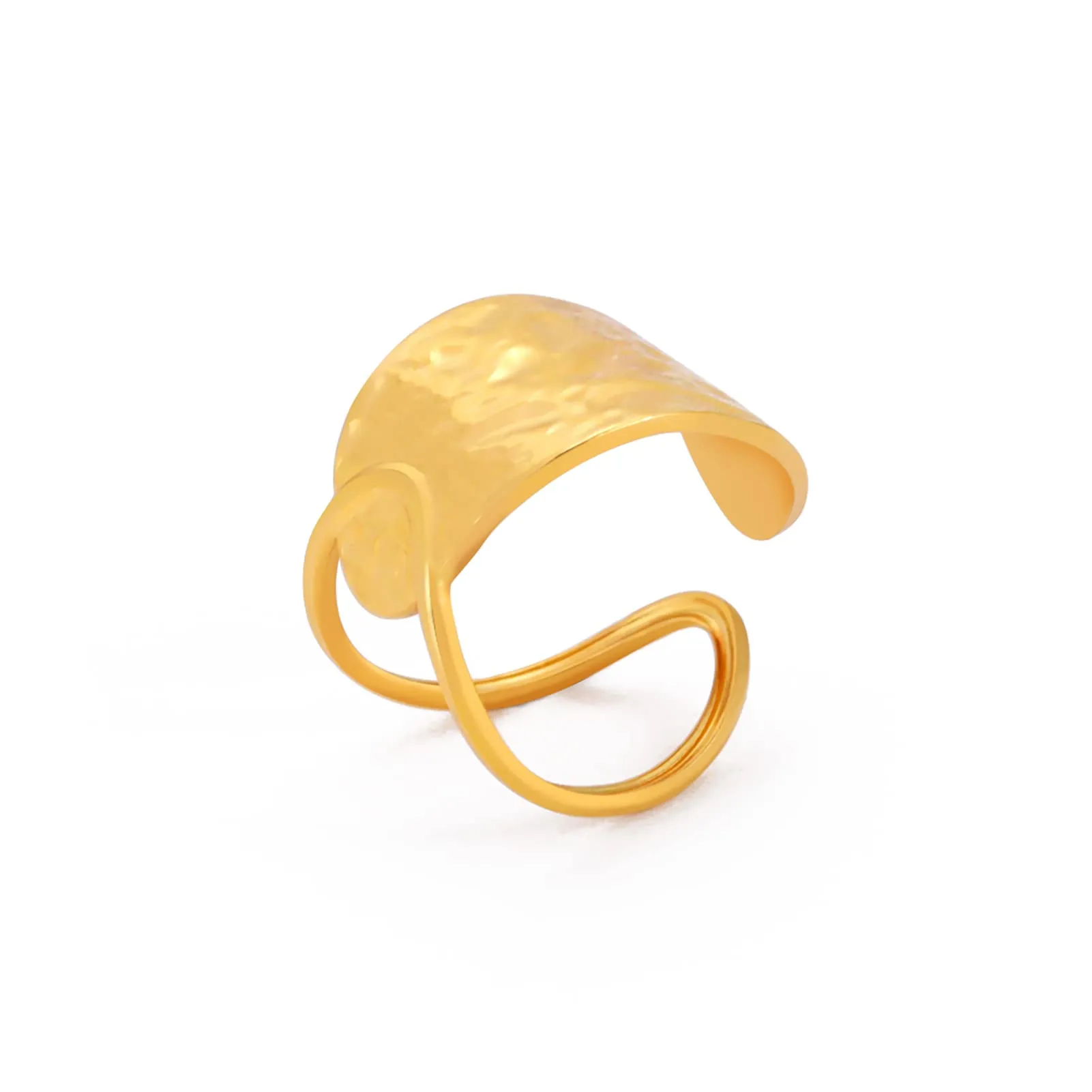 TEAMER Anello a spirale irregolare in acciaio inox regolabile, Oro (Stile 2) - immagine 1