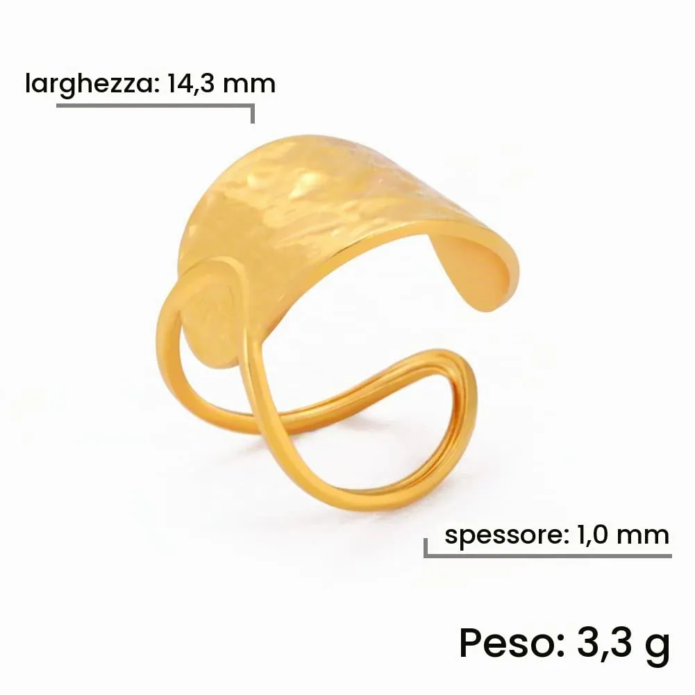TEAMER Anello a spirale irregolare in acciaio inox regolabile, Oro (Stile 2) - immagine 6