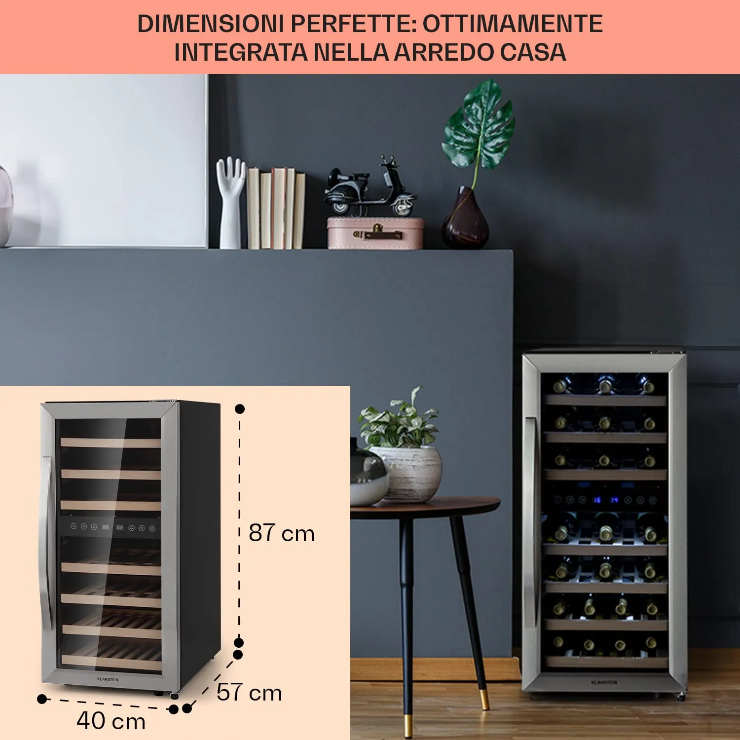 Klarstein Cantinetta Vino a Zona Doppia, 33 Bottiglie, 5-18°C - immagine 6