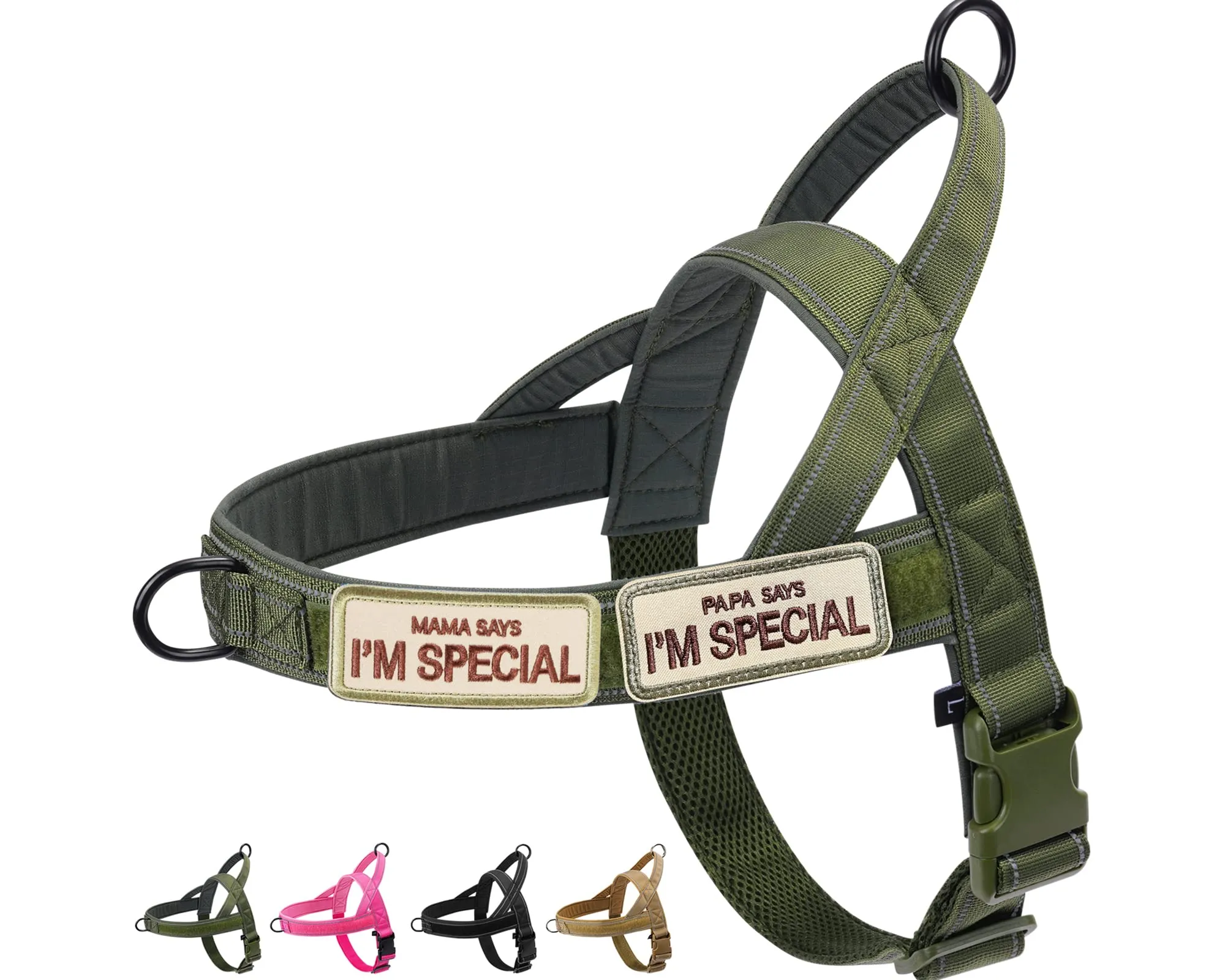 Eeyfarog No Pull Pettorina per cani, riflettente e regolabile, Large, Green - immagine 1
