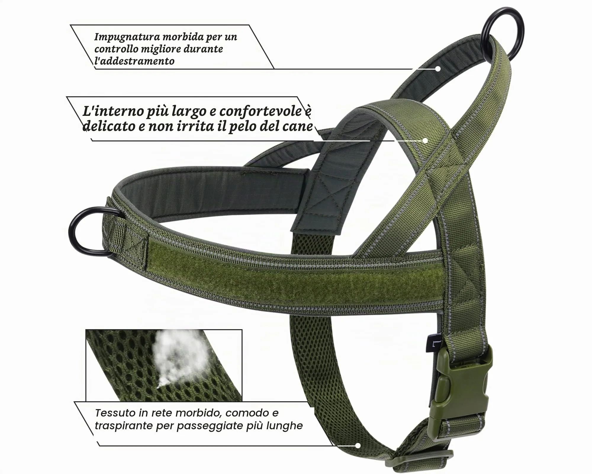 Eeyfarog No Pull Pettorina per cani, riflettente e regolabile, Large, Green - immagine 7