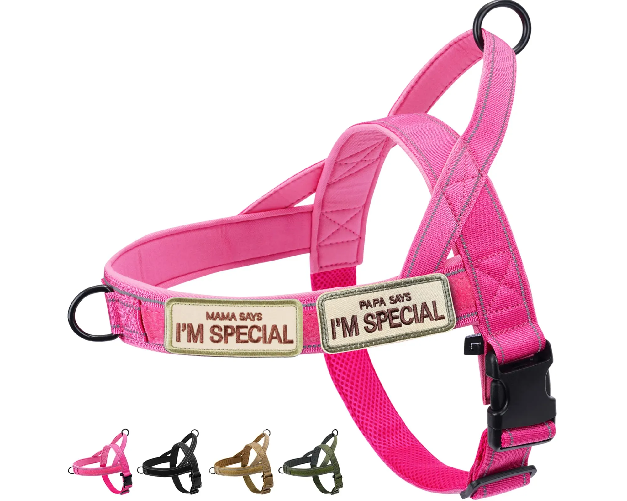 Eeyfarog No Pull Pettorina Riflettente e Regolabile per Cani, XL, Pink - immagine 1