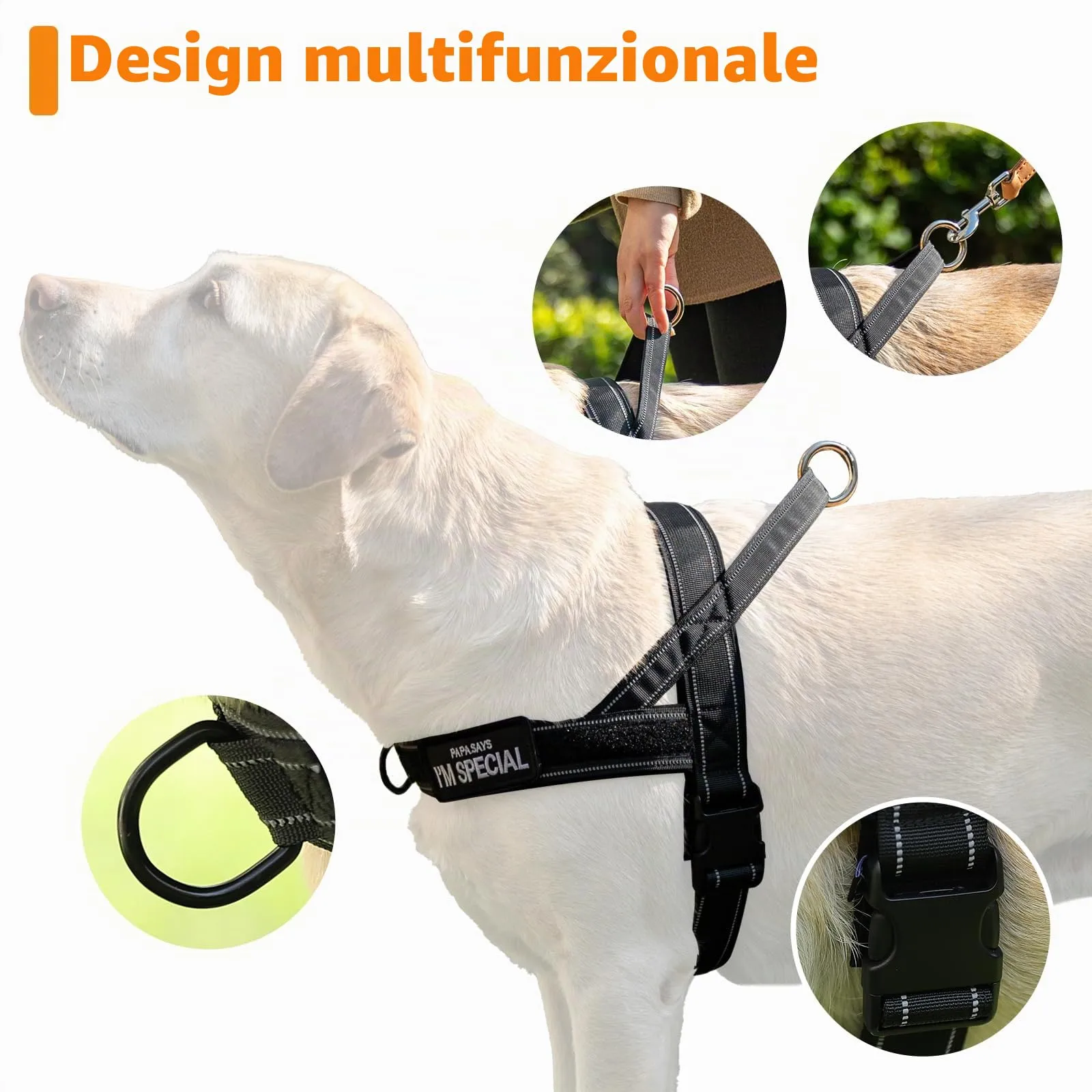 Eeyfarog No Pull Pettorina Riflettente e Regolabile per Cani, XL, Pink - immagine 8