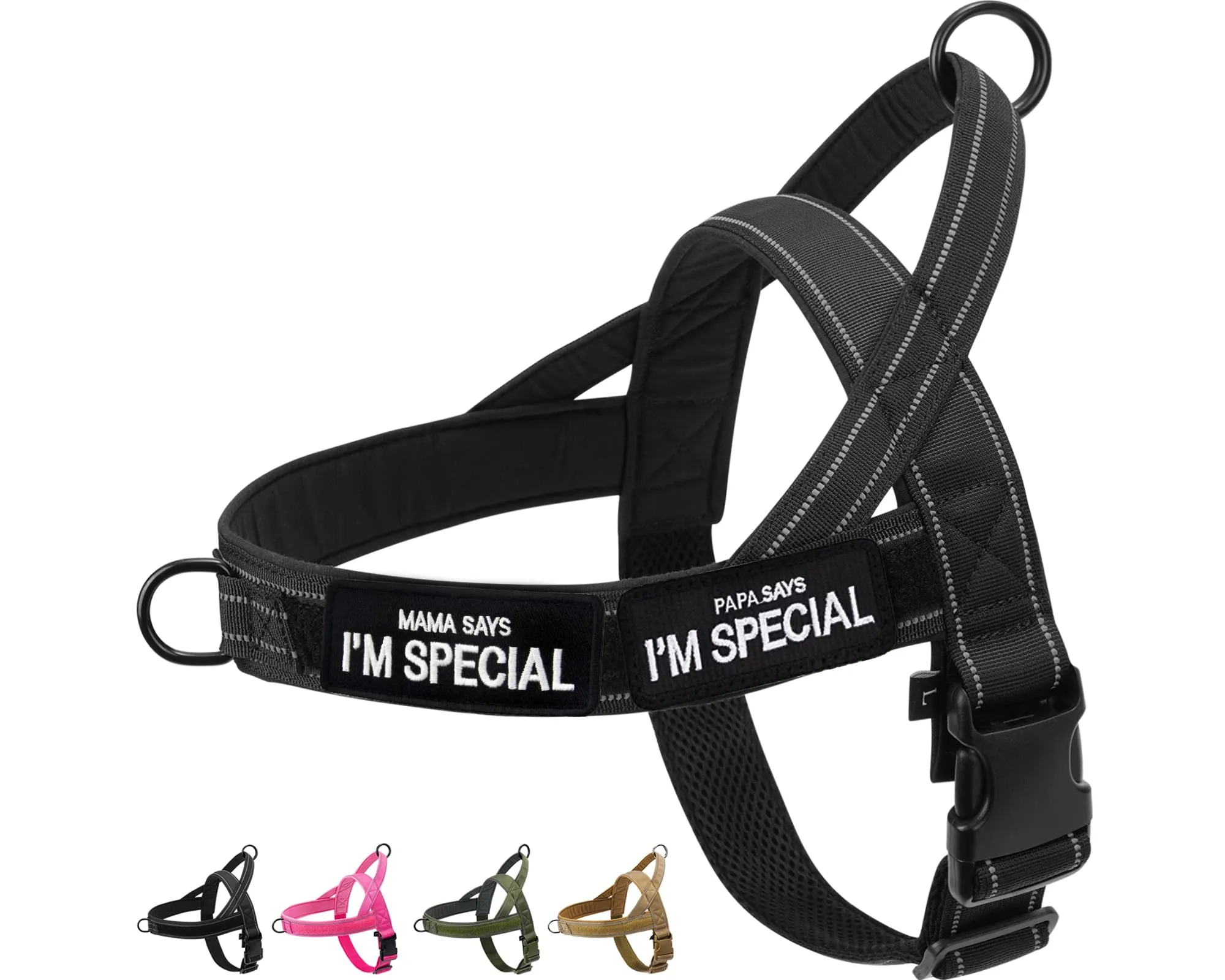 Eeyfarog Pettorina No Pull per Cani Piccola e Media Taglia, Riflettente e Regolabile, Nylon, M, Black - immagine 1