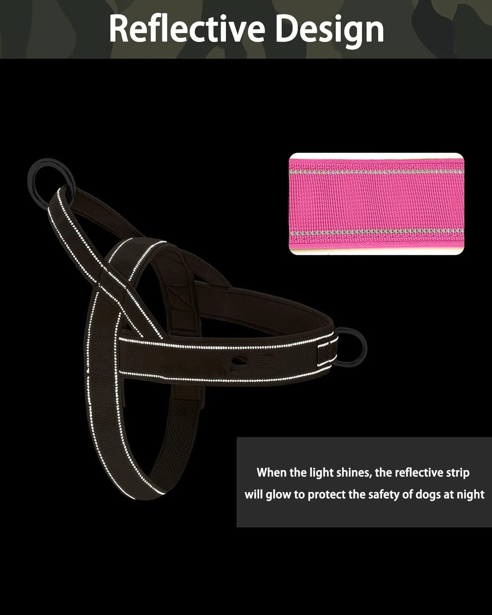 Eeyfarog Pettorina No Pull Riflettente e Regolabile per Cani di Piccola e Media Taglia, M, Pink - immagine 4