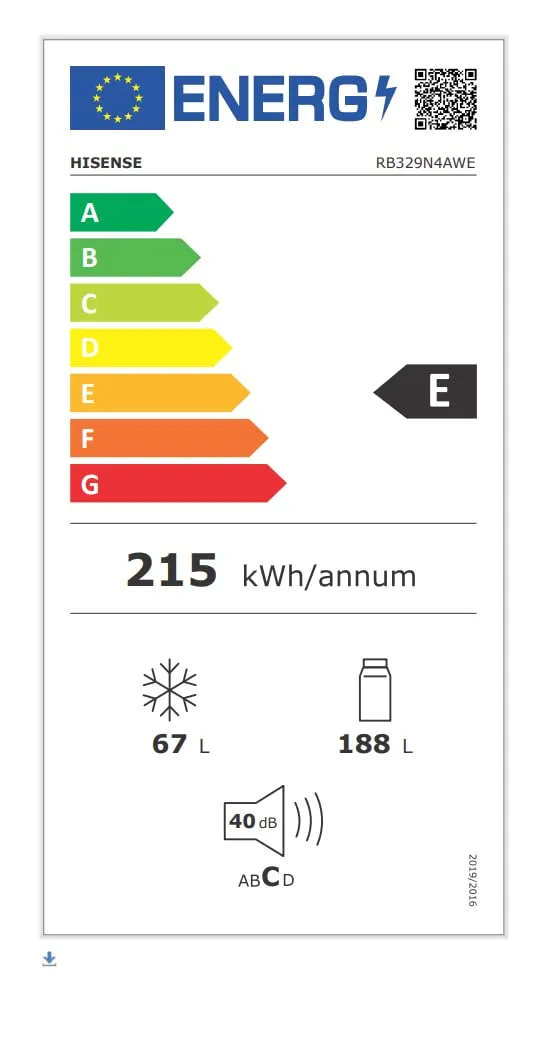Hisense RB329N4AWE Frigorifero Combinato Total No Frost, 255 Litri, Classe E, Bianco - immagine 8