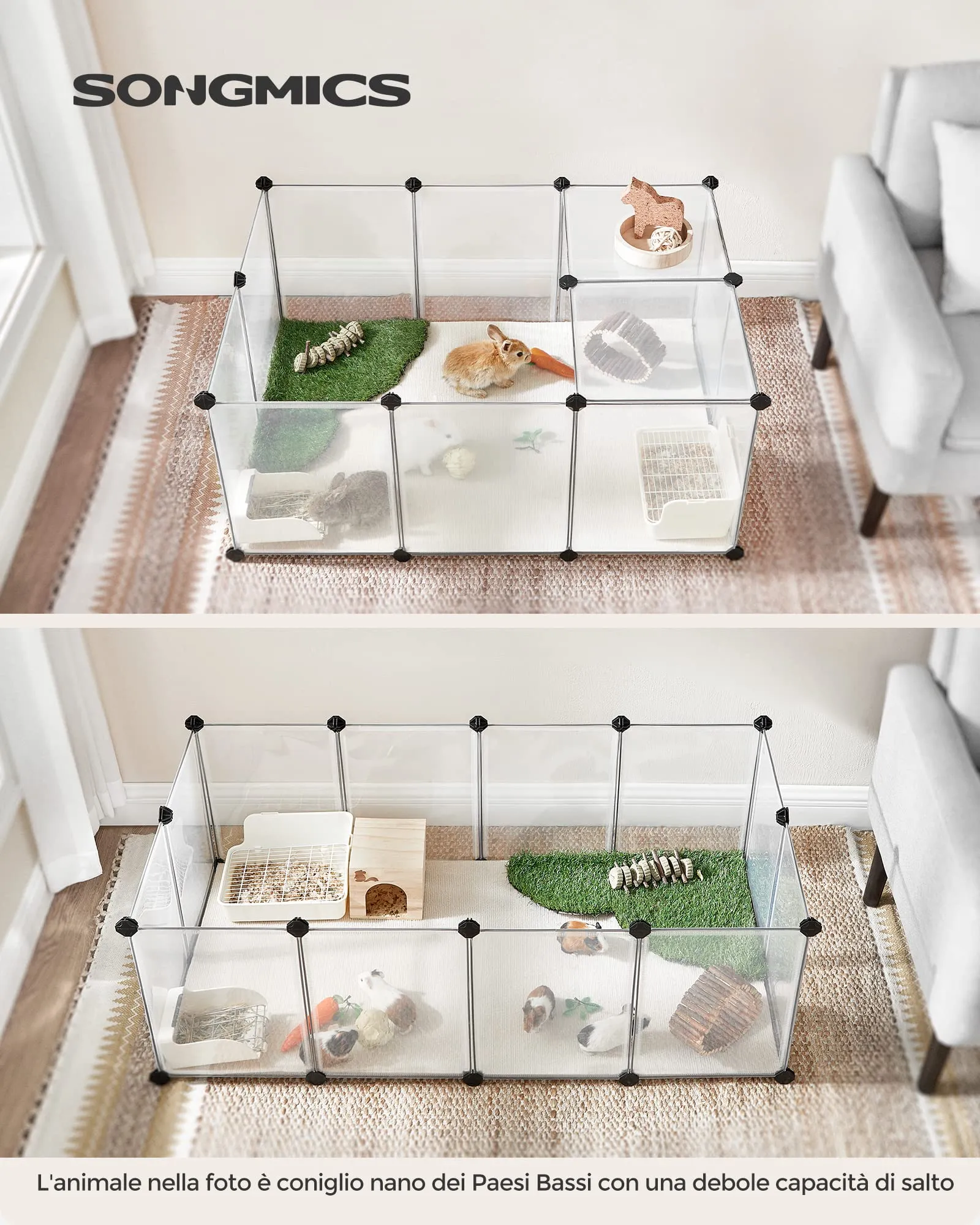 SONGMICS Recinto per Animali con Fondo, 120 x 60 x 40 cm - immagine 3