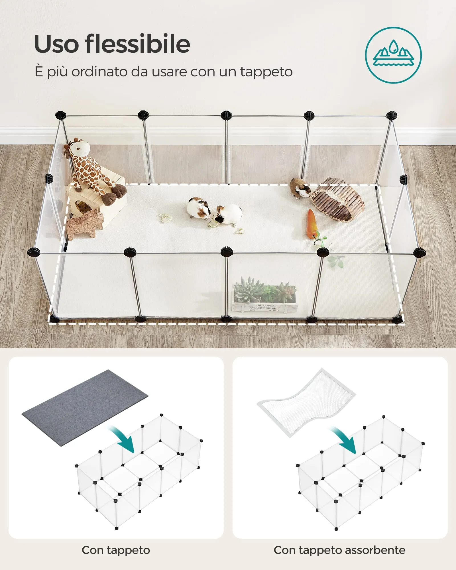 SONGMICS Recinto per Animali con Fondo, 120 x 60 x 40 cm - immagine 6