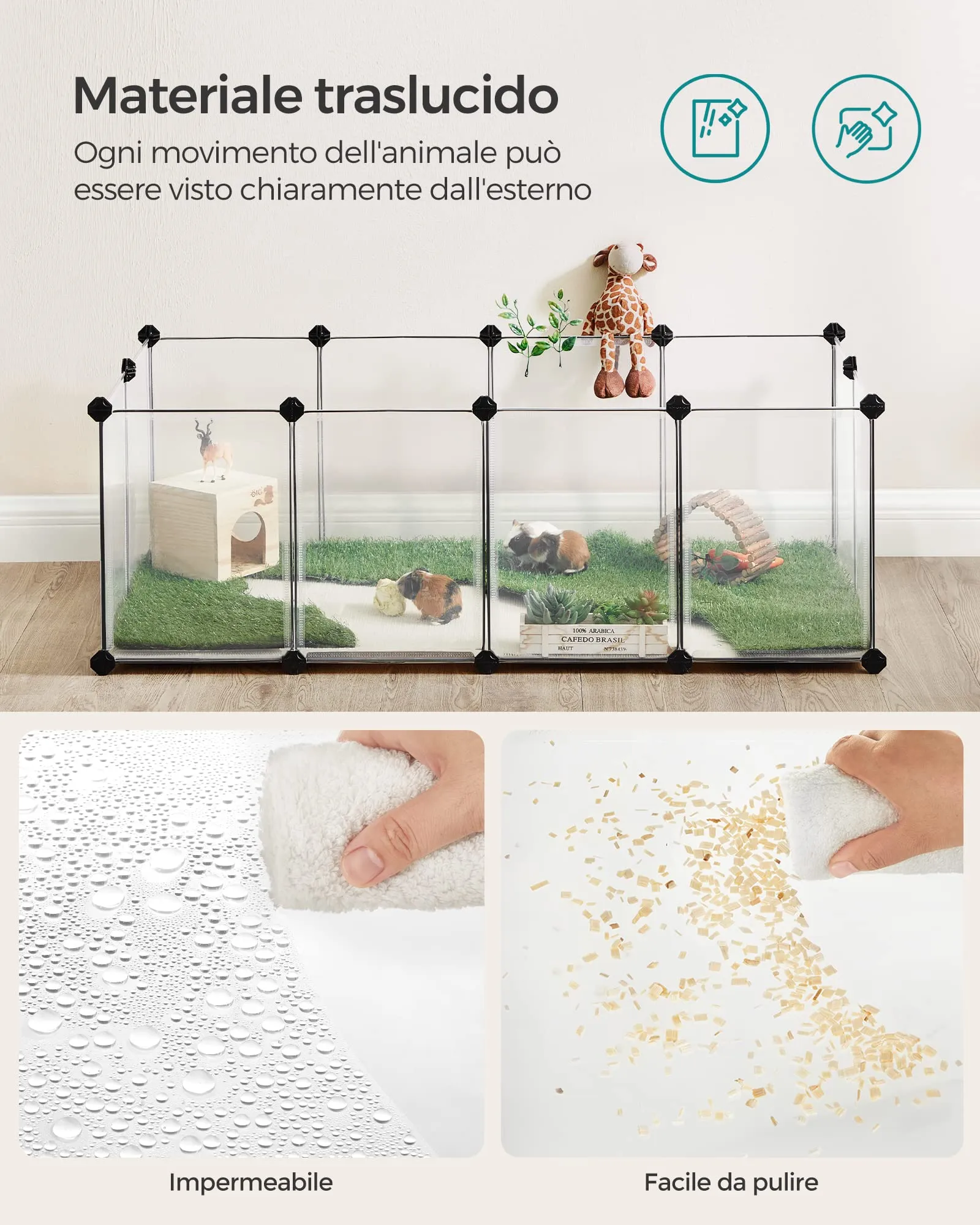SONGMICS Recinto per Animali con Fondo, 120 x 60 x 40 cm - immagine 8