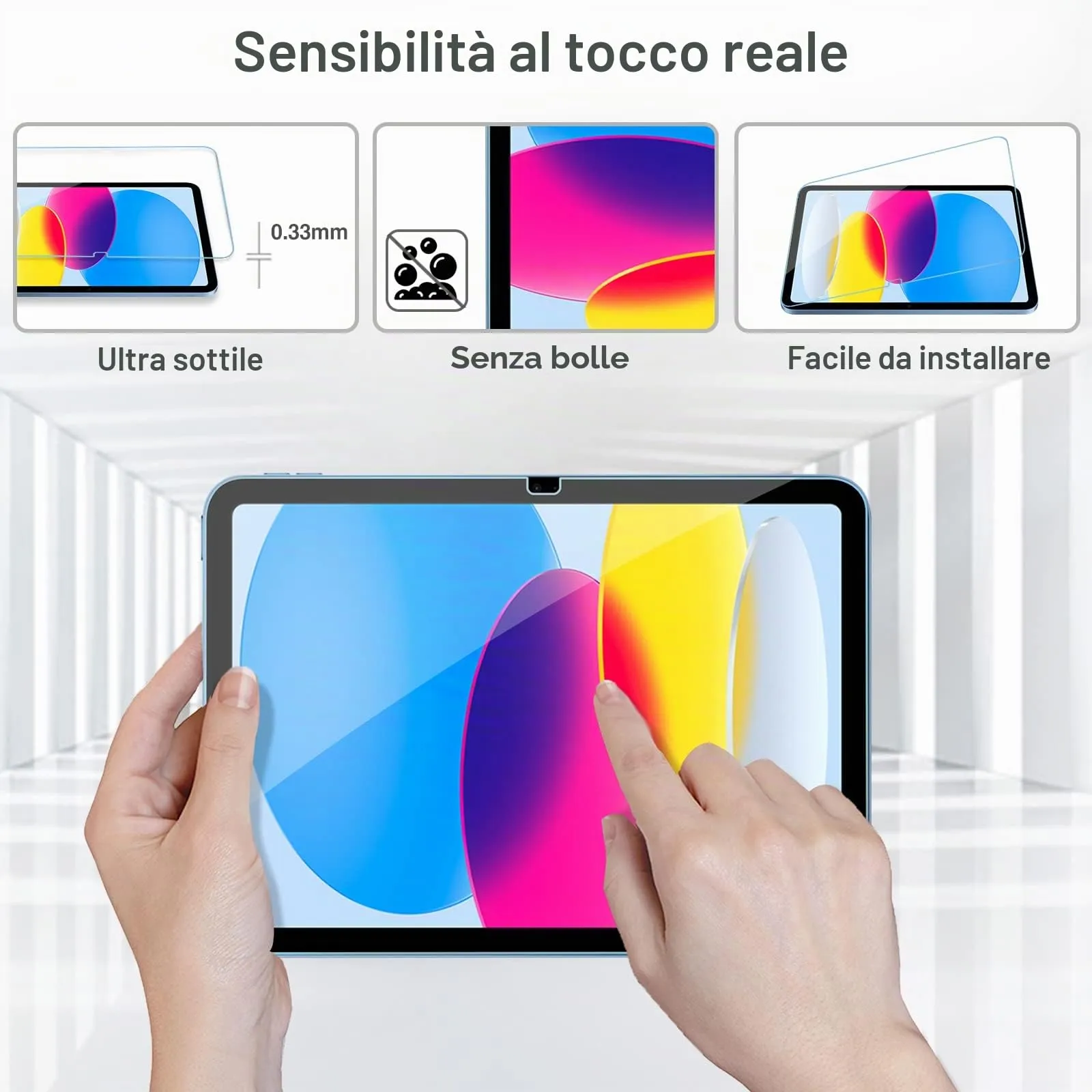 ProCase Vetro Temperato per iPad 10 Generazione 10,9 Pollici e iPad 11 Generazione A16 11 Pollici (A3354 A3355 A3356 A2696 A2757 A2777), 3 Pezzi - immagine 3