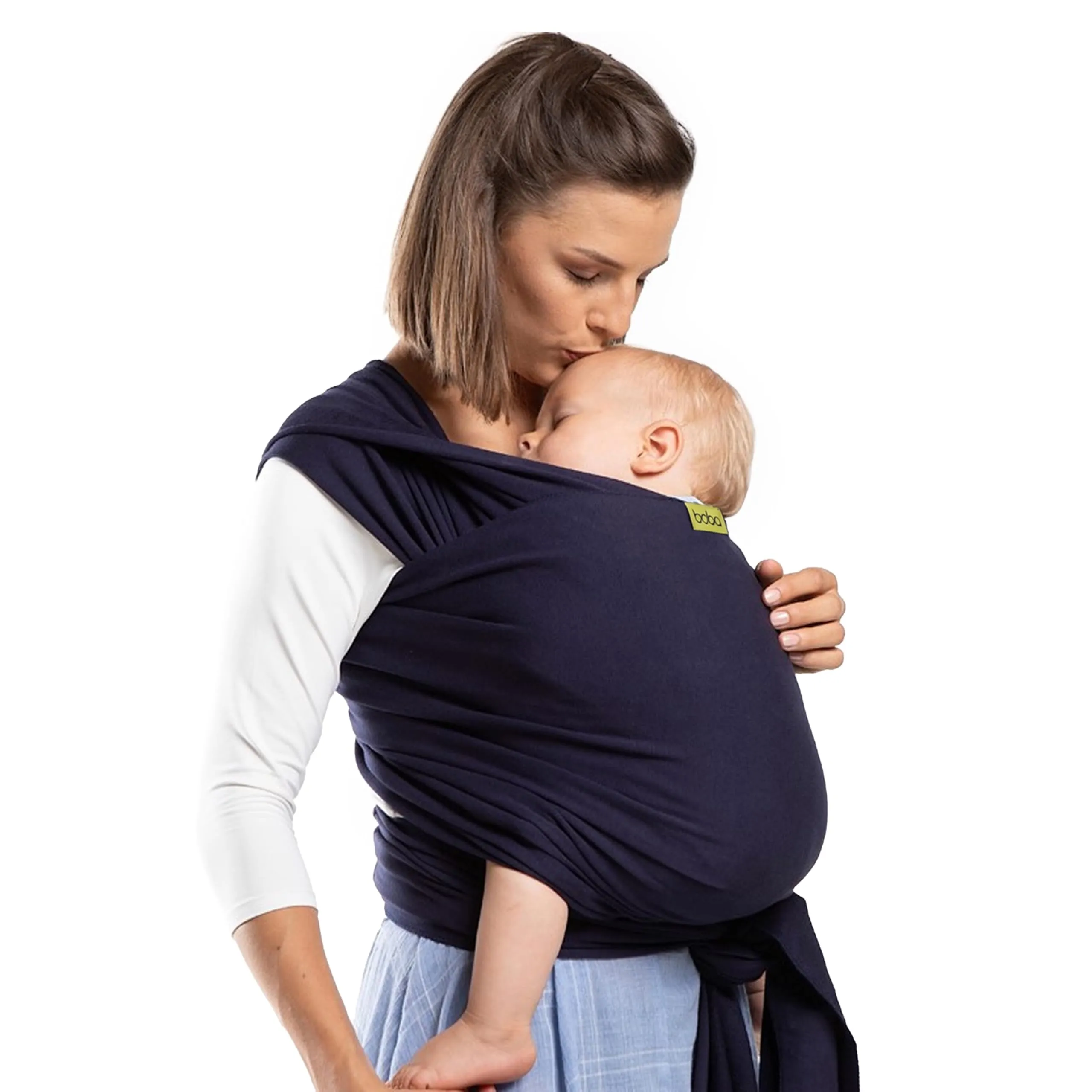 Boba Fascia Porta Bebè Elastica in Cotone, Blu Navy - immagine 1