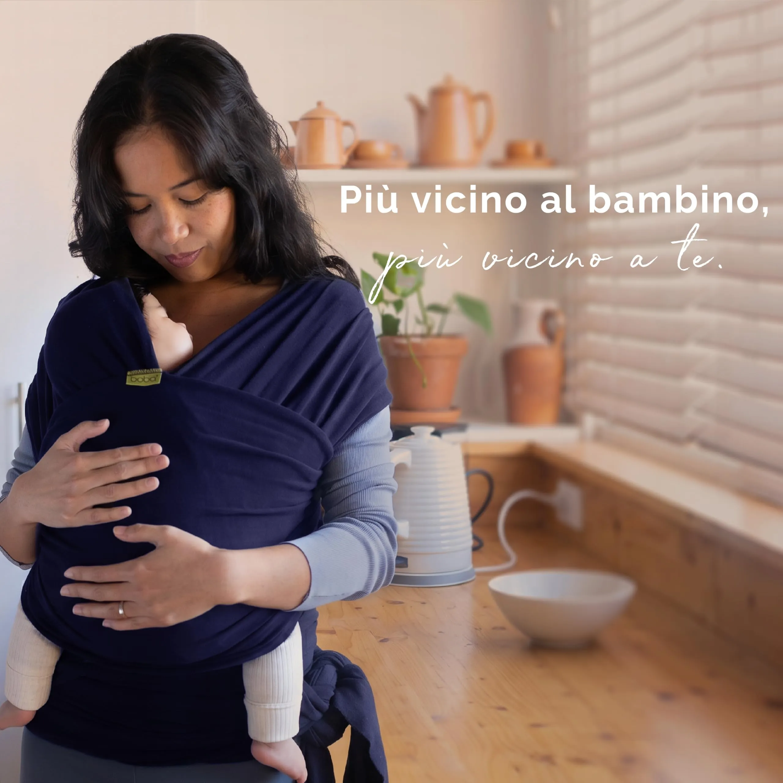 Boba Fascia Porta Bebè Elastica in Cotone, Blu Navy - immagine 10