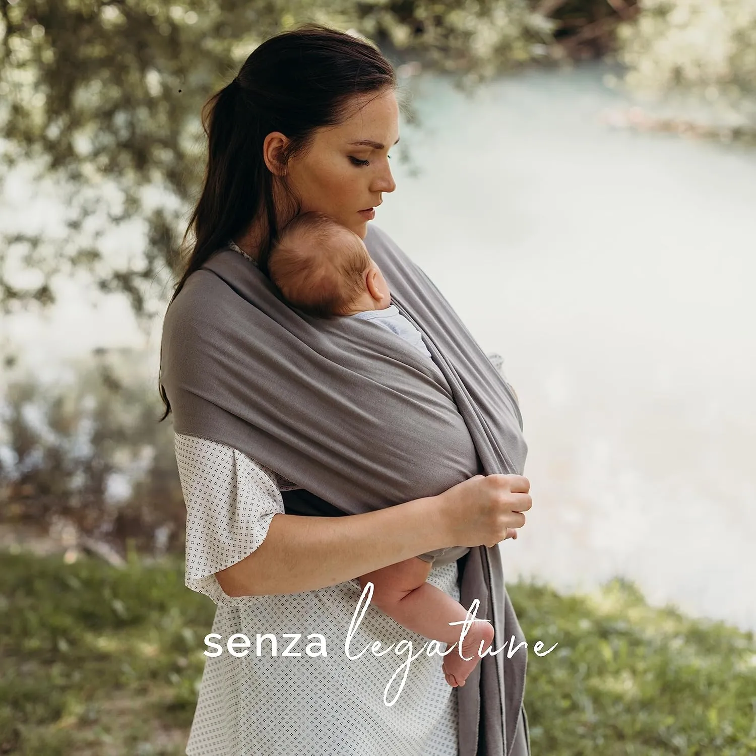 Boba Fascia Porta Bebè Elastica in Cotone, Grigio - immagine 2