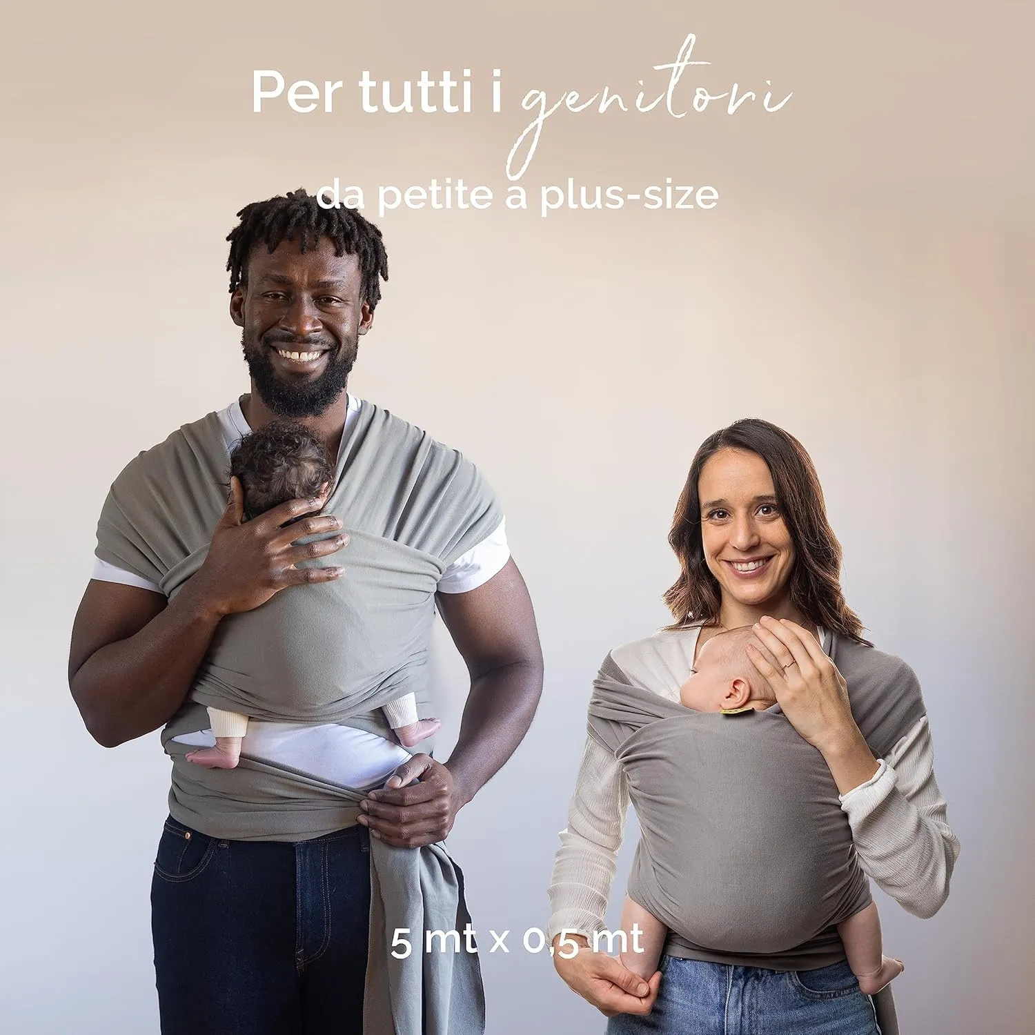 Boba Fascia Porta Bebè Elastica in Cotone, Grigio - immagine 6