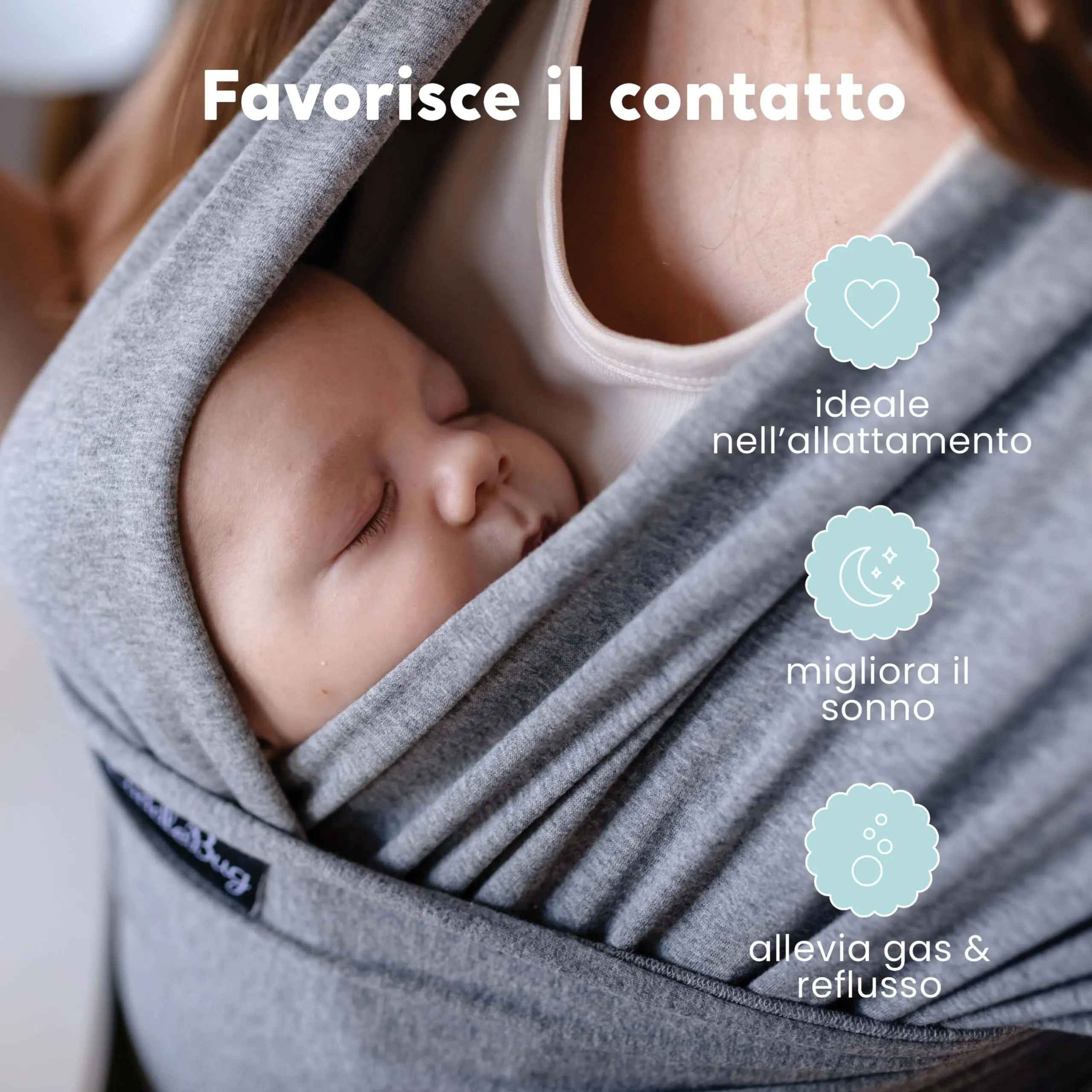 Cuddlebug Fascia Porta Bebè Elastica, Neonato, 3-16 kg, Grigio - immagine 4