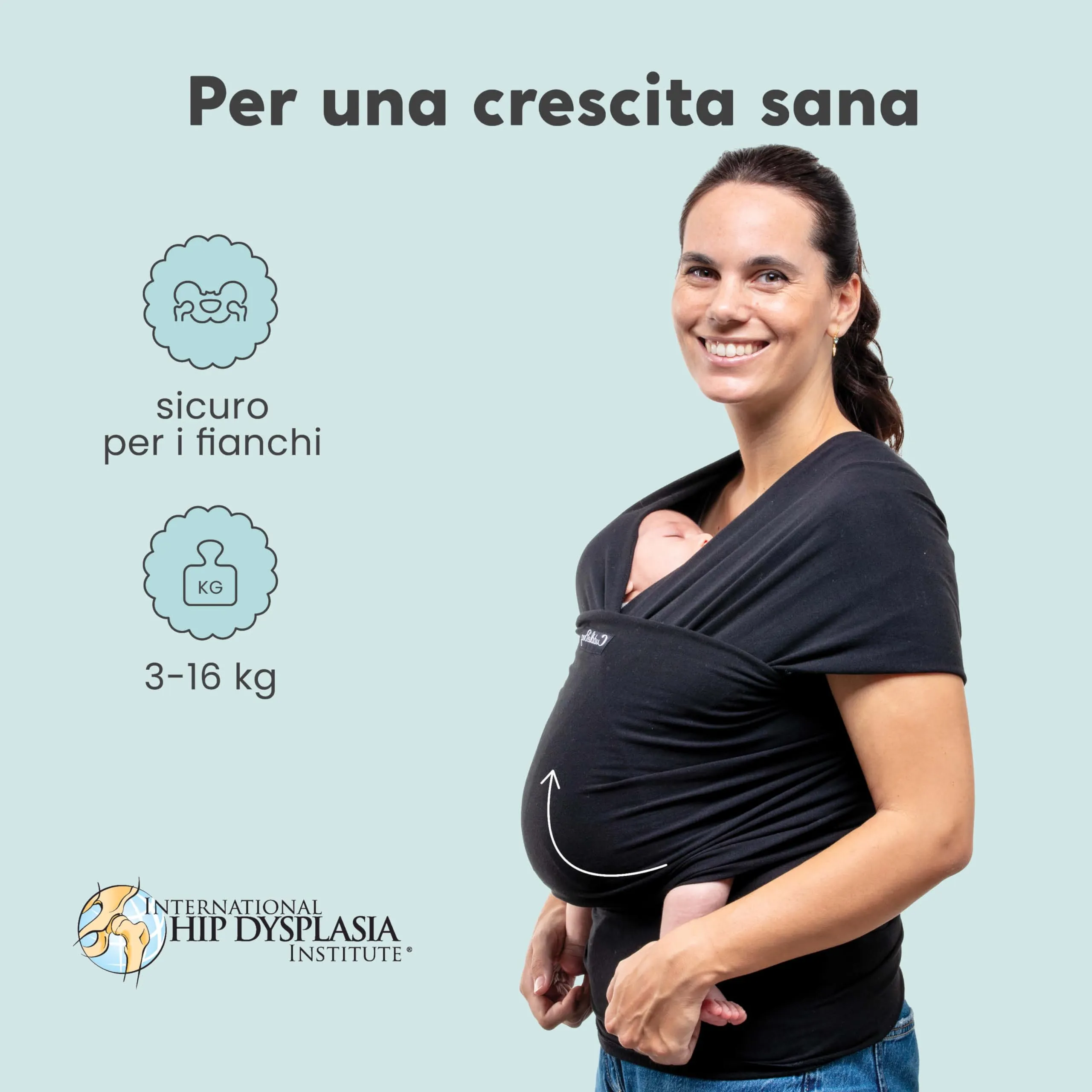 CuddleBug Fascia Porta Bebé Neonato e Bimbi fino a 16 Kg (Nero/Black) - immagine 3