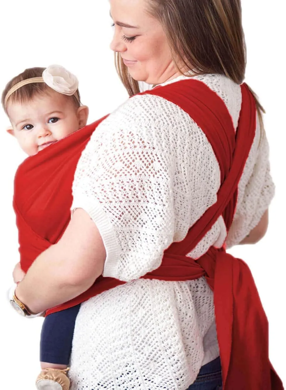 Cuddlebug Fascia Porta Bebè Elastica, 3-16 kg, Rosso - immagine 9