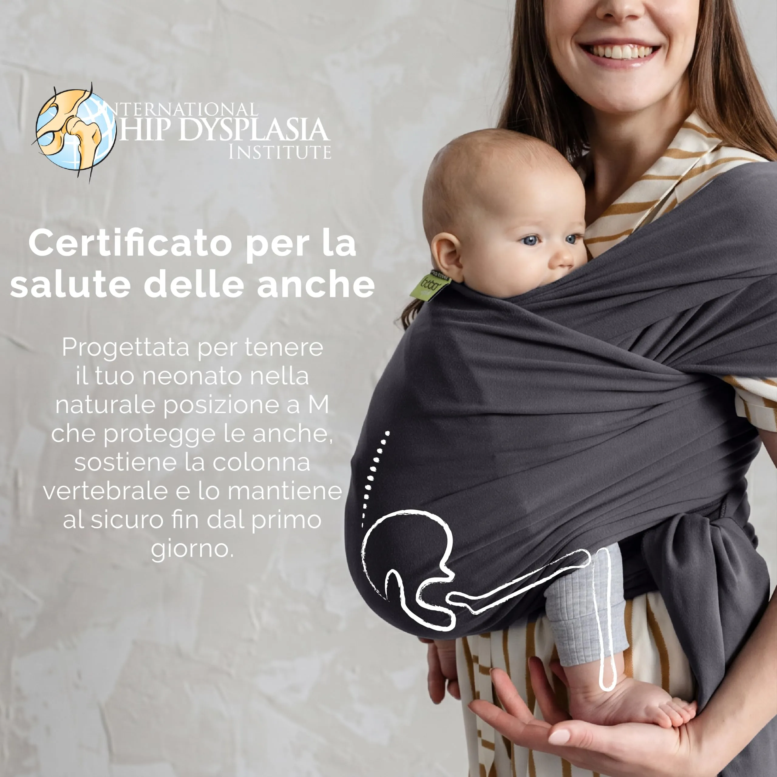 Boba Fascia Porta Bebè Elastica in Cotone Bio, Grigio Scuro - immagine 5