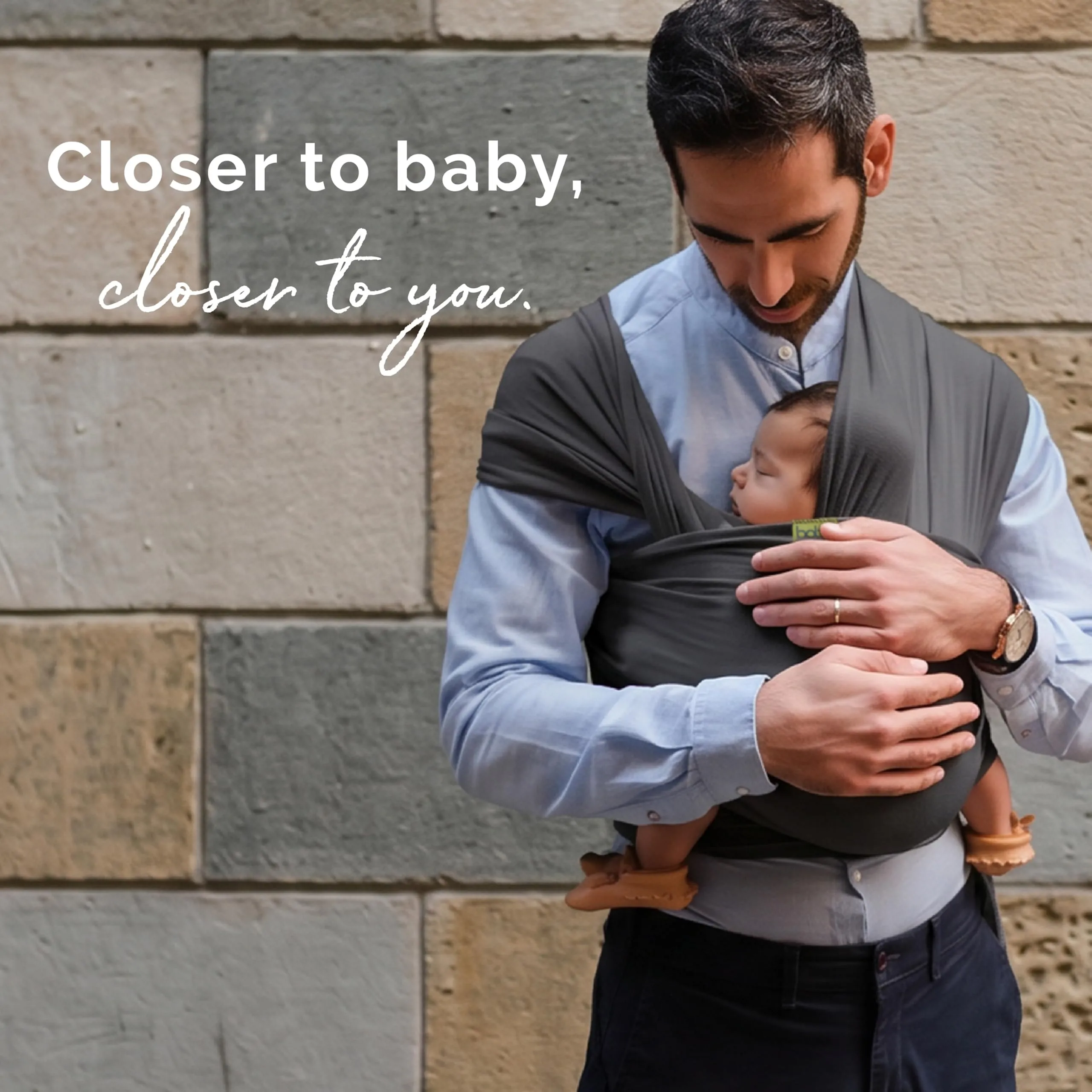 Boba Fascia Porta Bebè Elastica in Cotone Bio, Grigio Scuro - immagine 10