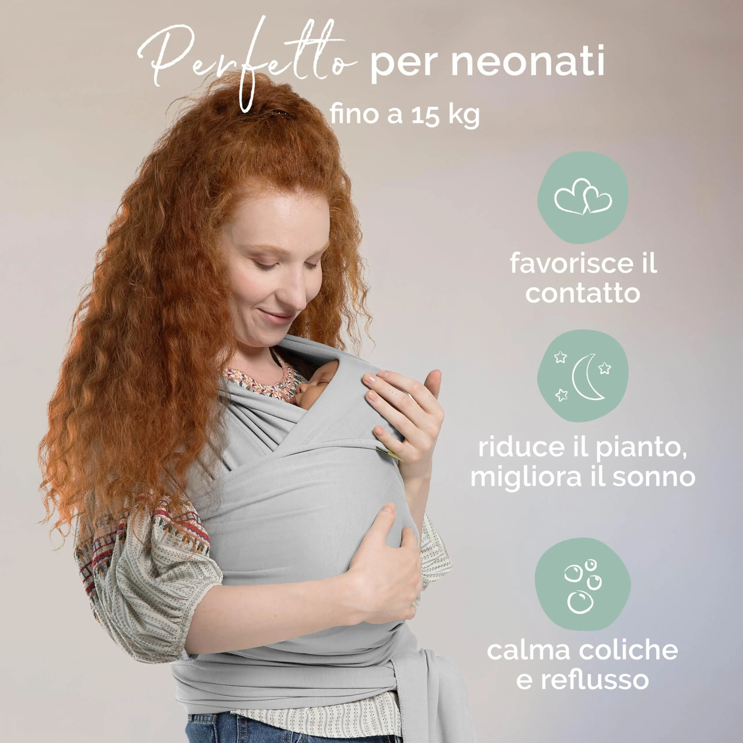 Boba Fascia Porta Bebè Elastica in Bambù, Serenity Grigio Chiaro - immagine 2