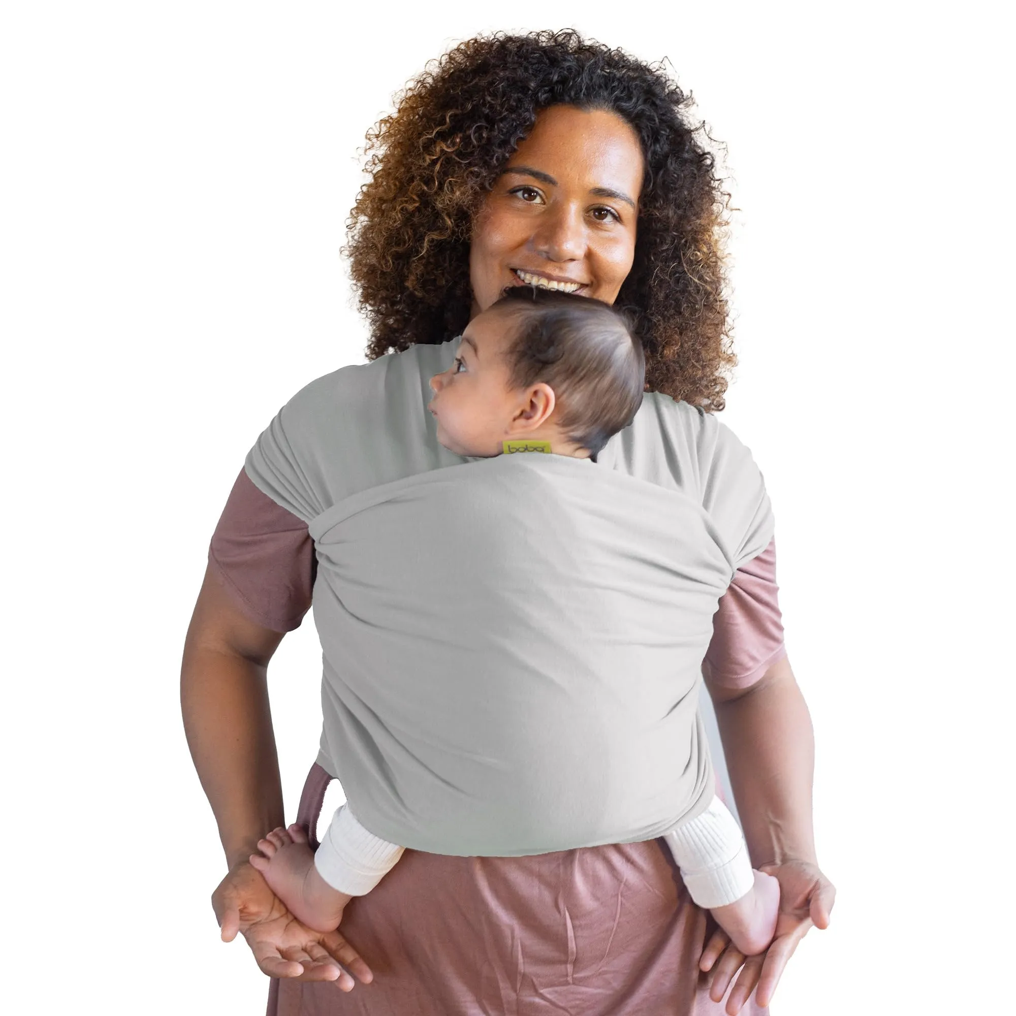 Boba Fascia Porta Bebè Elastica in Bambù, Serenity Grigio Chiaro - immagine 4