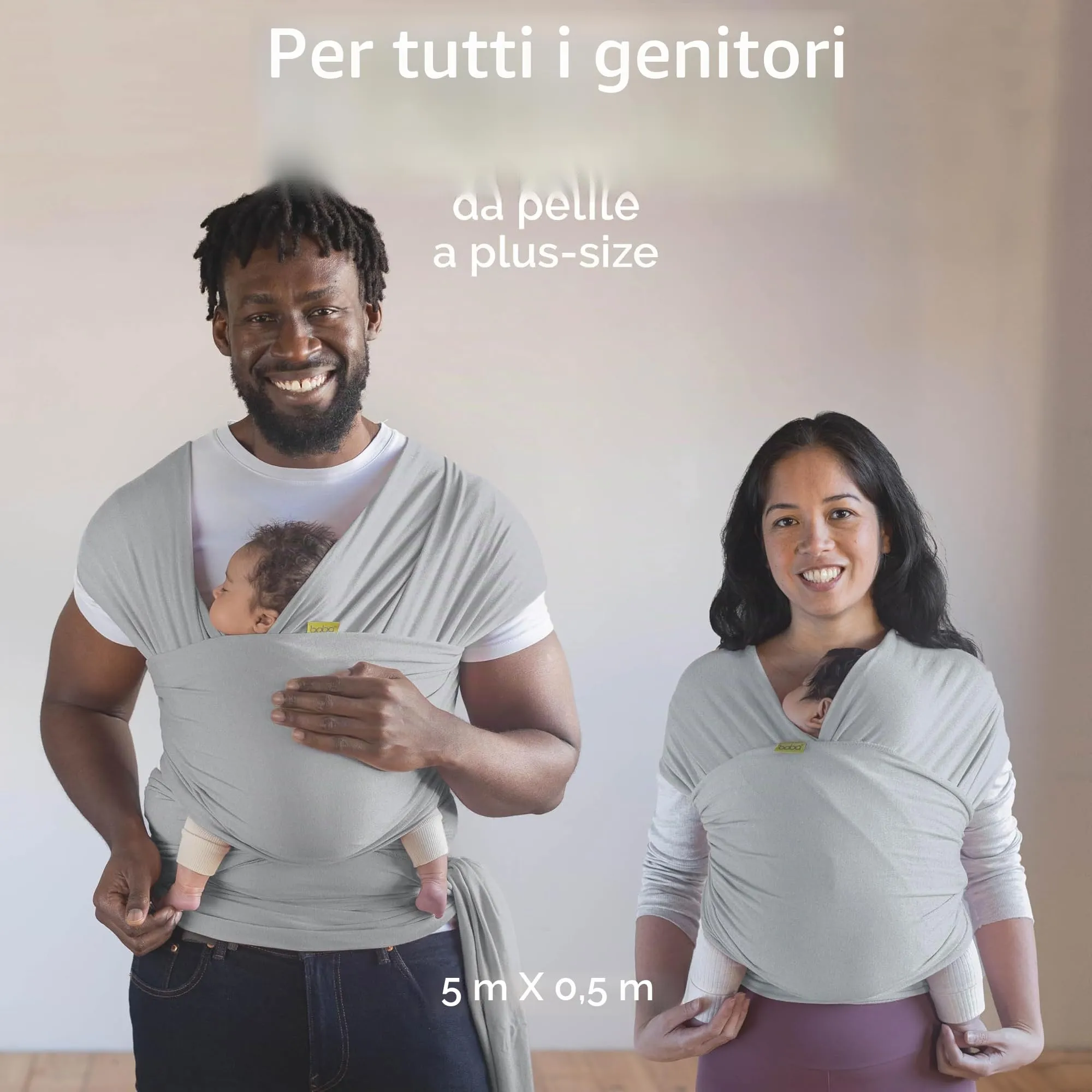 Boba Fascia Porta Bebè Elastica in Bambù, Serenity Grigio Chiaro - immagine 6