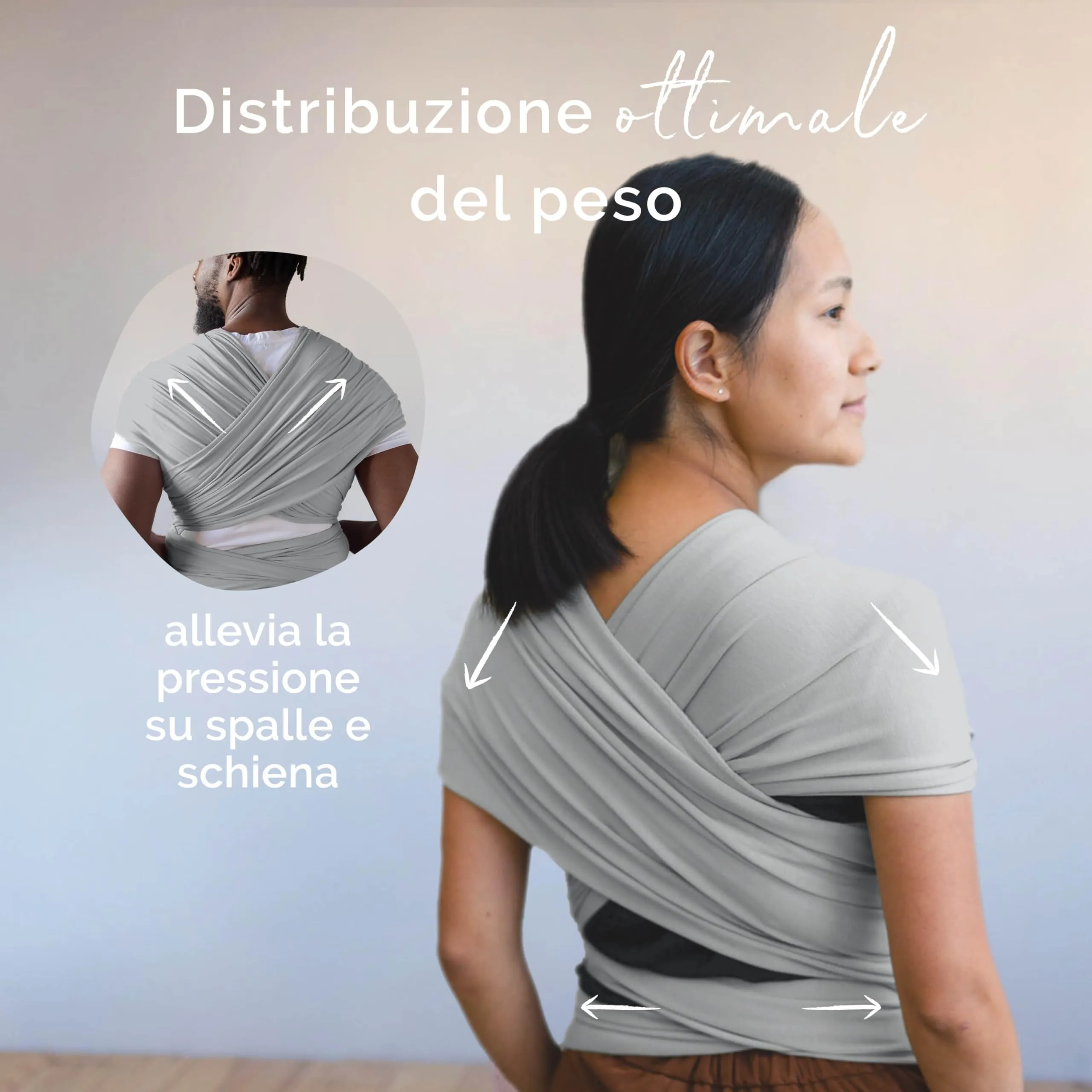 Boba Fascia Porta Bebè Elastica in Bambù, Serenity Grigio Chiaro - immagine 7