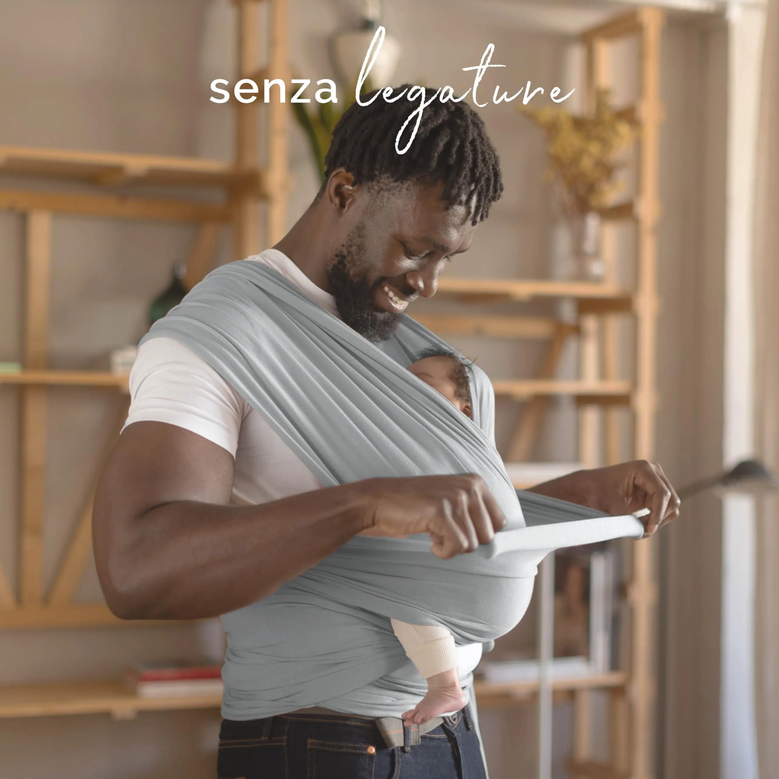 Boba Fascia Porta Bebè Elastica in Bambù, Serenity Grigio Chiaro - immagine 8