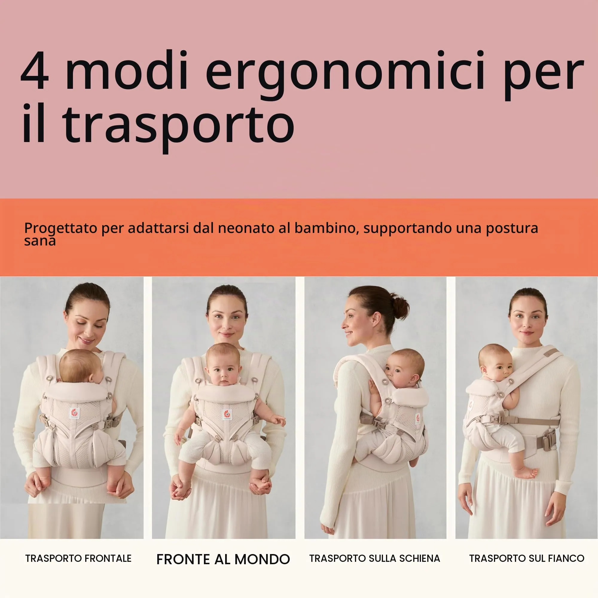 Ergobaby Omni 360 Marsupio Neonati Ergonomico, 4 Posizioni, Pearl Grey - immagine 5