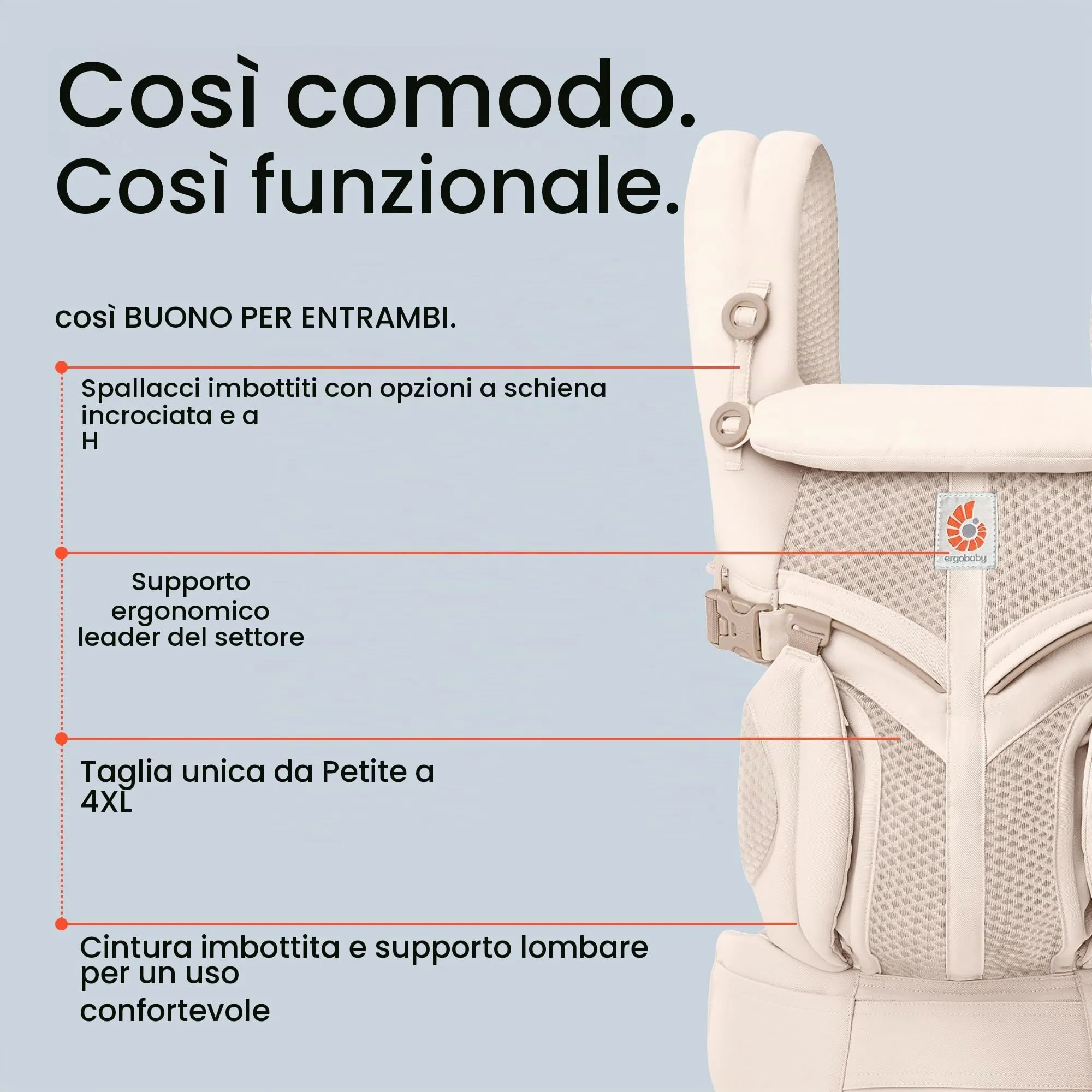Ergobaby Omni 360 Cool Air Mesh Zaino Porta Bebe 4-in-1, Midnight Blue - immagine 4